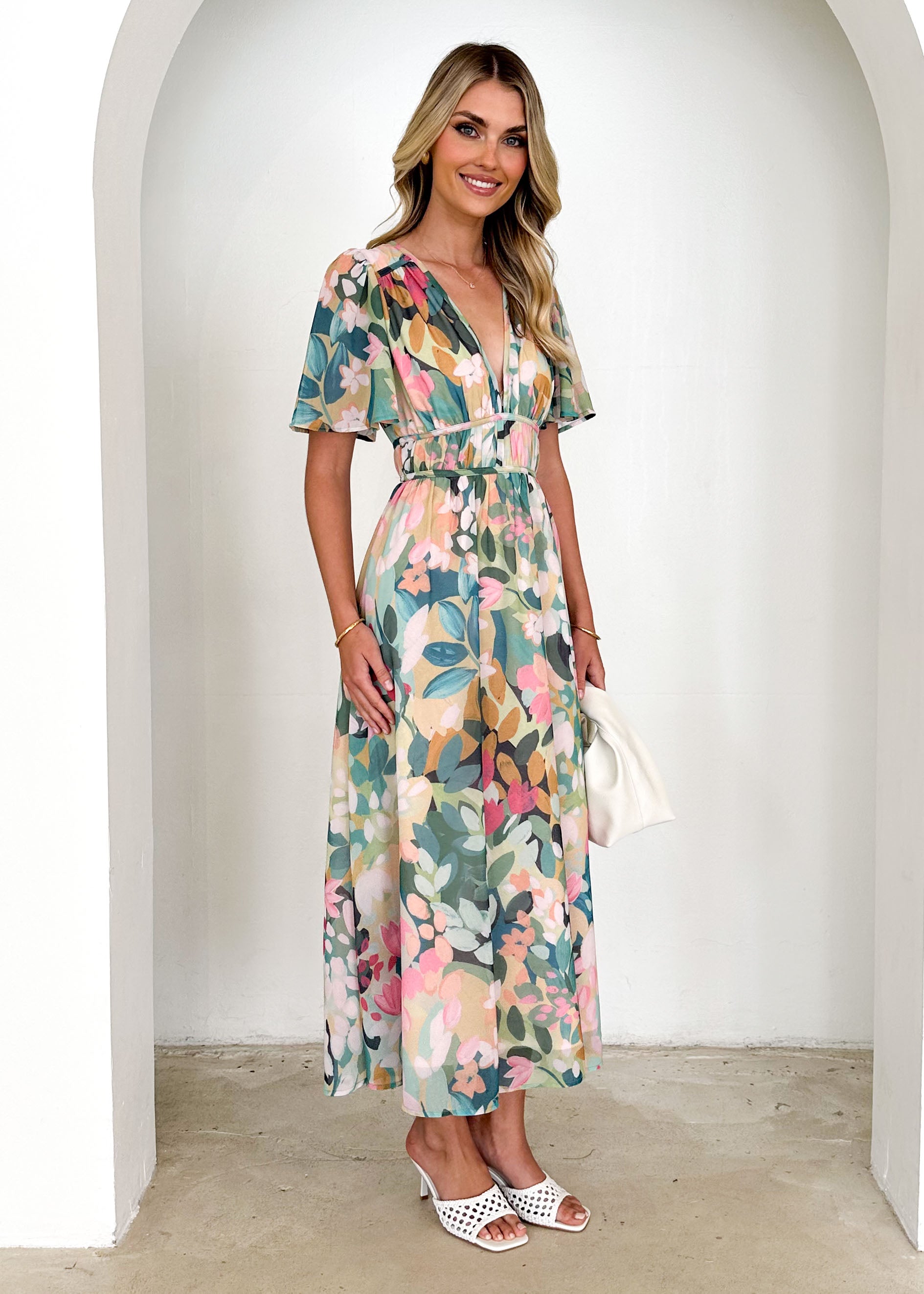 Innika Maxi Dress - Teal Floral