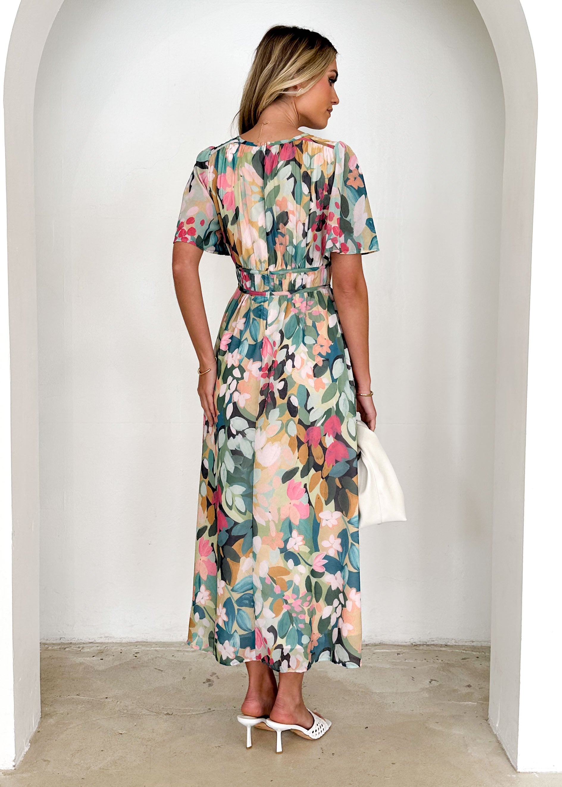 Innika Maxi Dress - Teal Floral