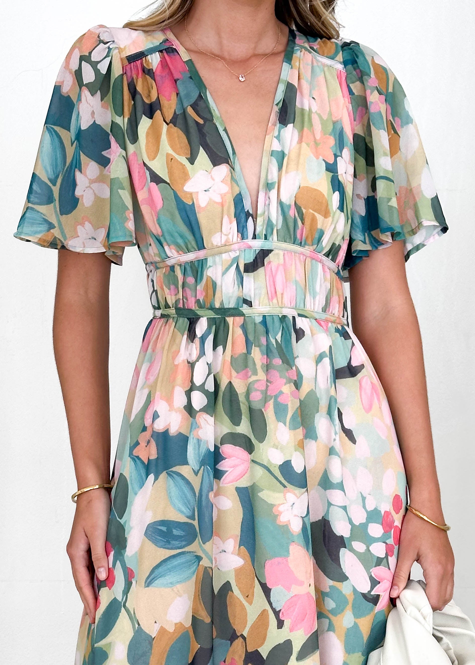 Innika Maxi Dress - Teal Floral