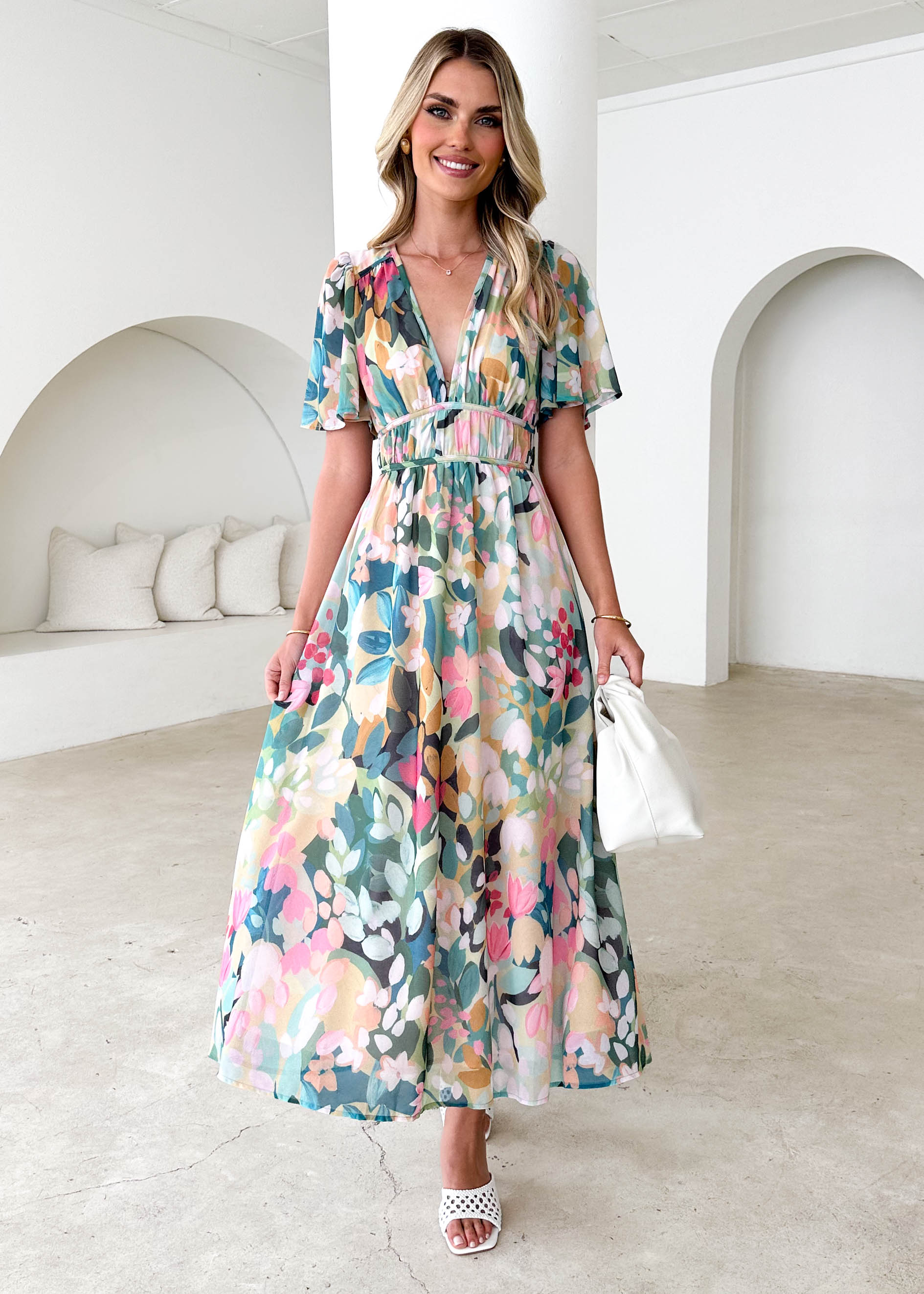 Innika Maxi Dress - Teal Floral