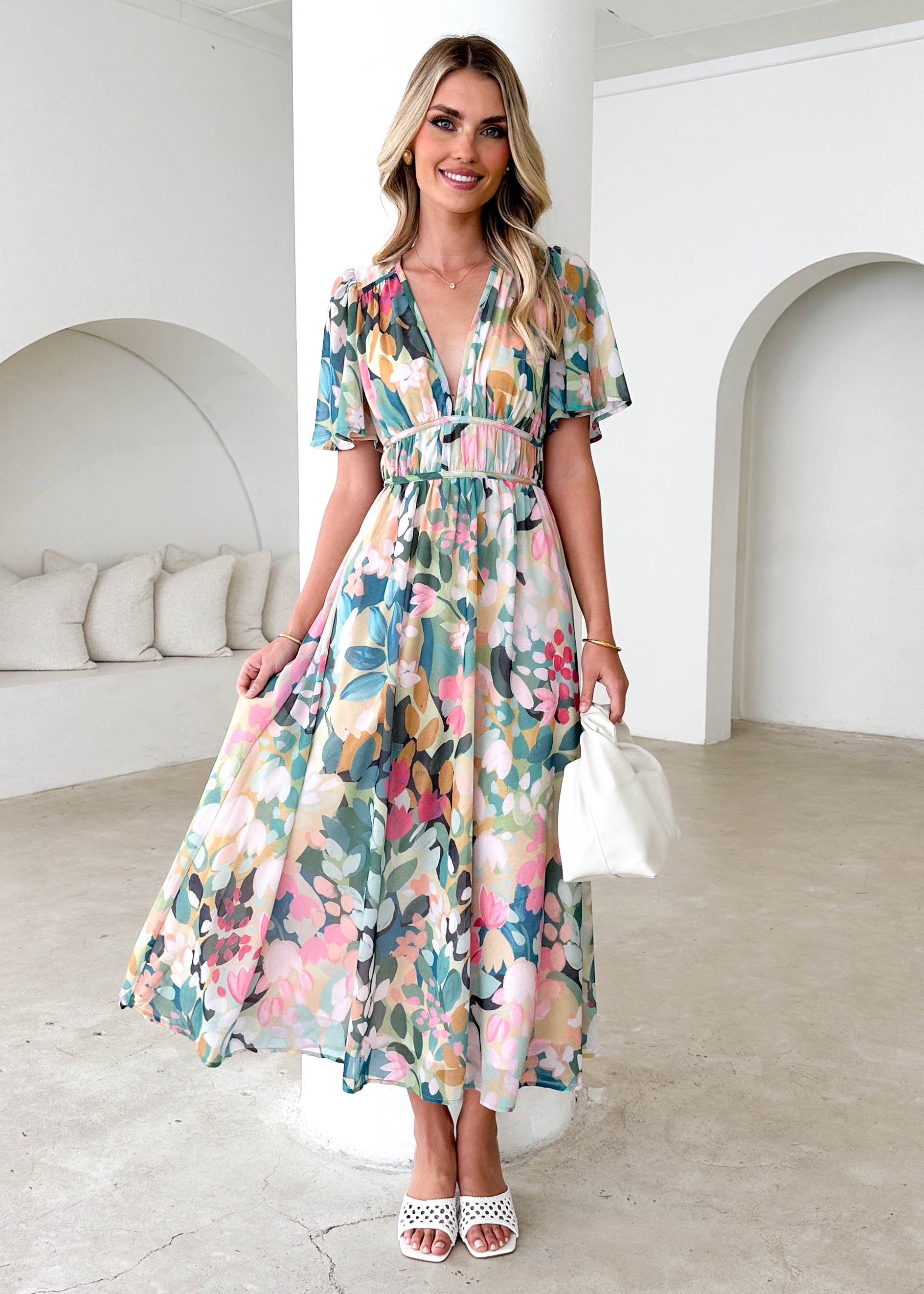 Innika Maxi Dress - Teal Floral