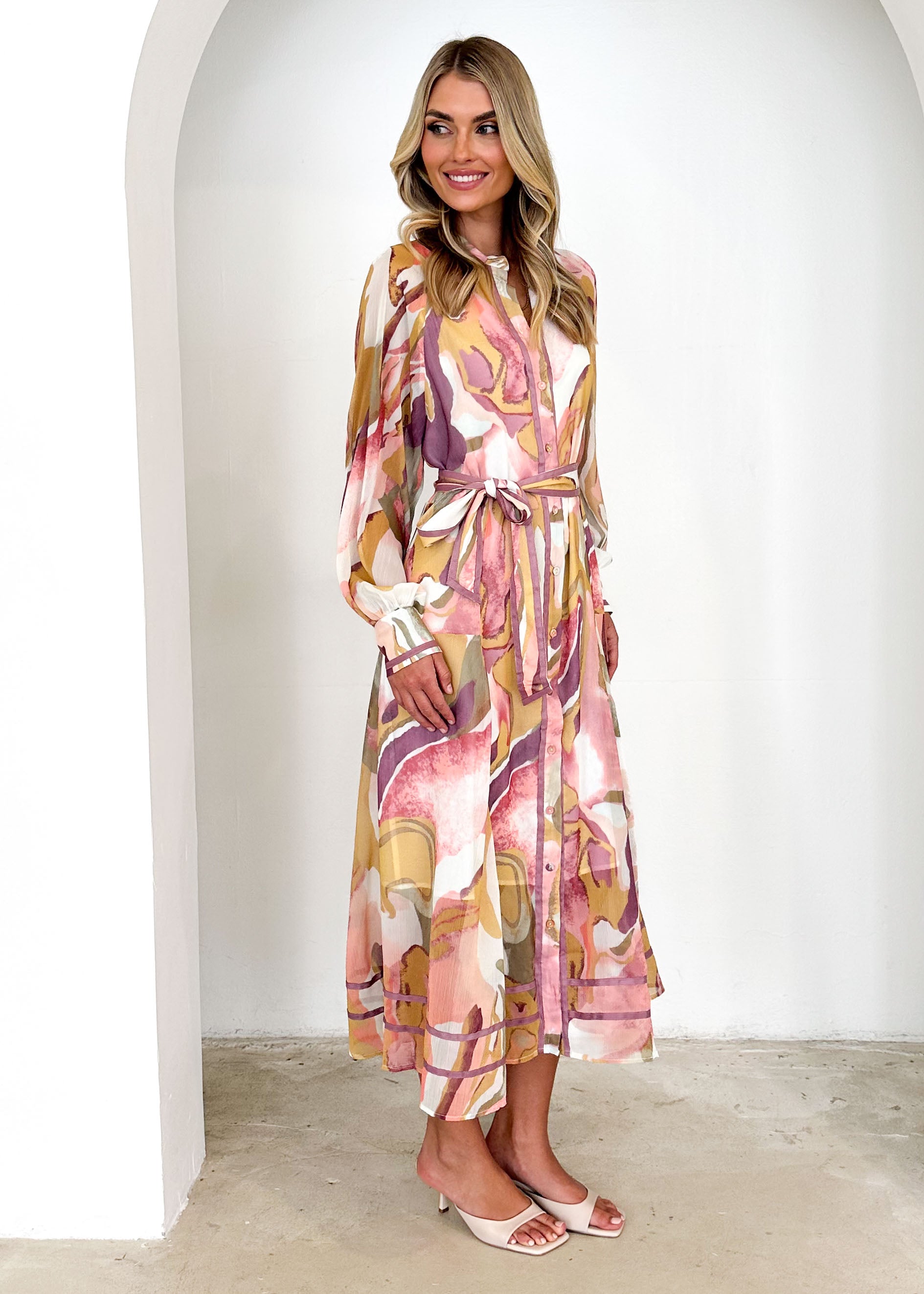 Acorro Midi Dress - Fig Swirl