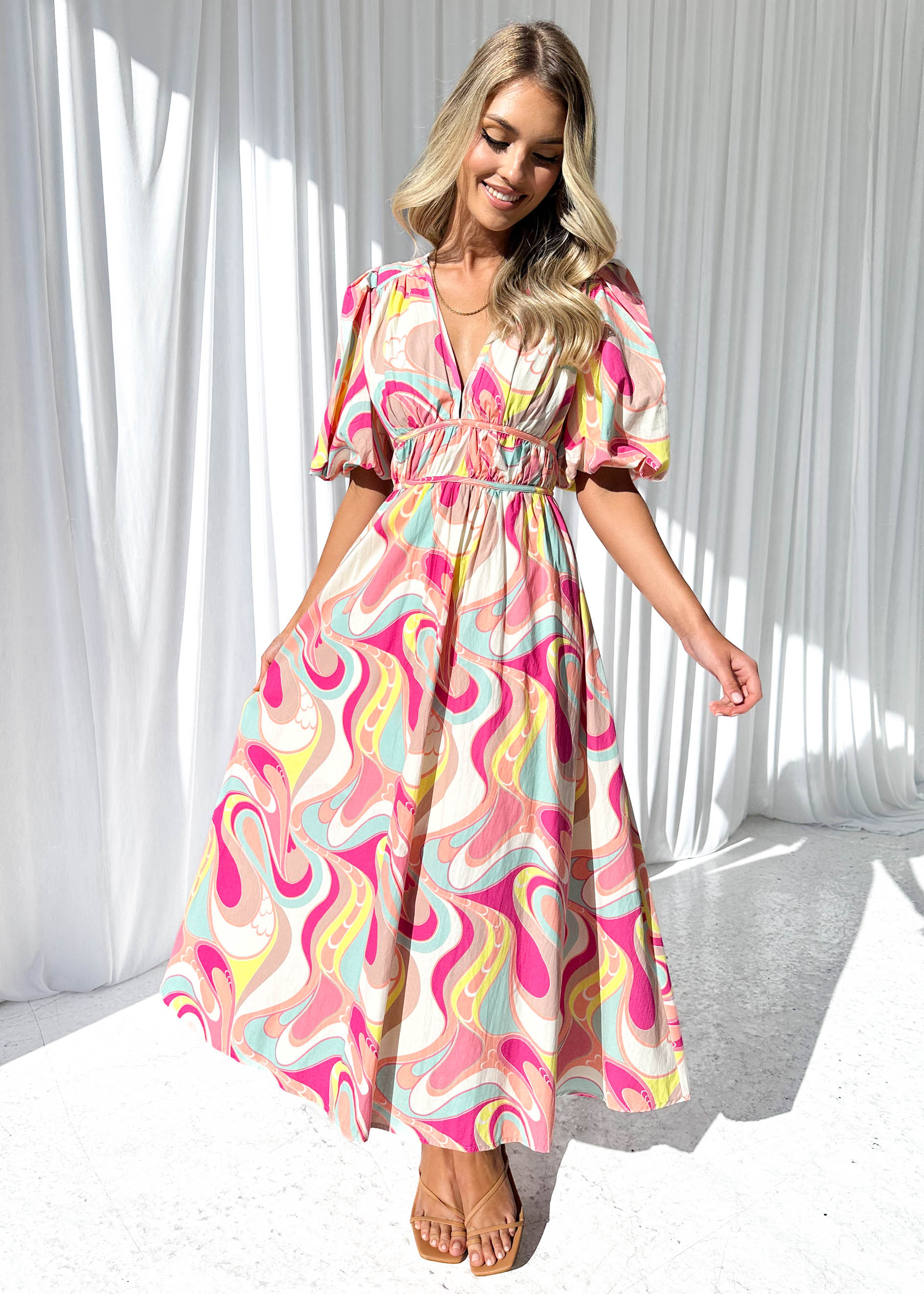 Zanette Midi Dress - Pink Multi