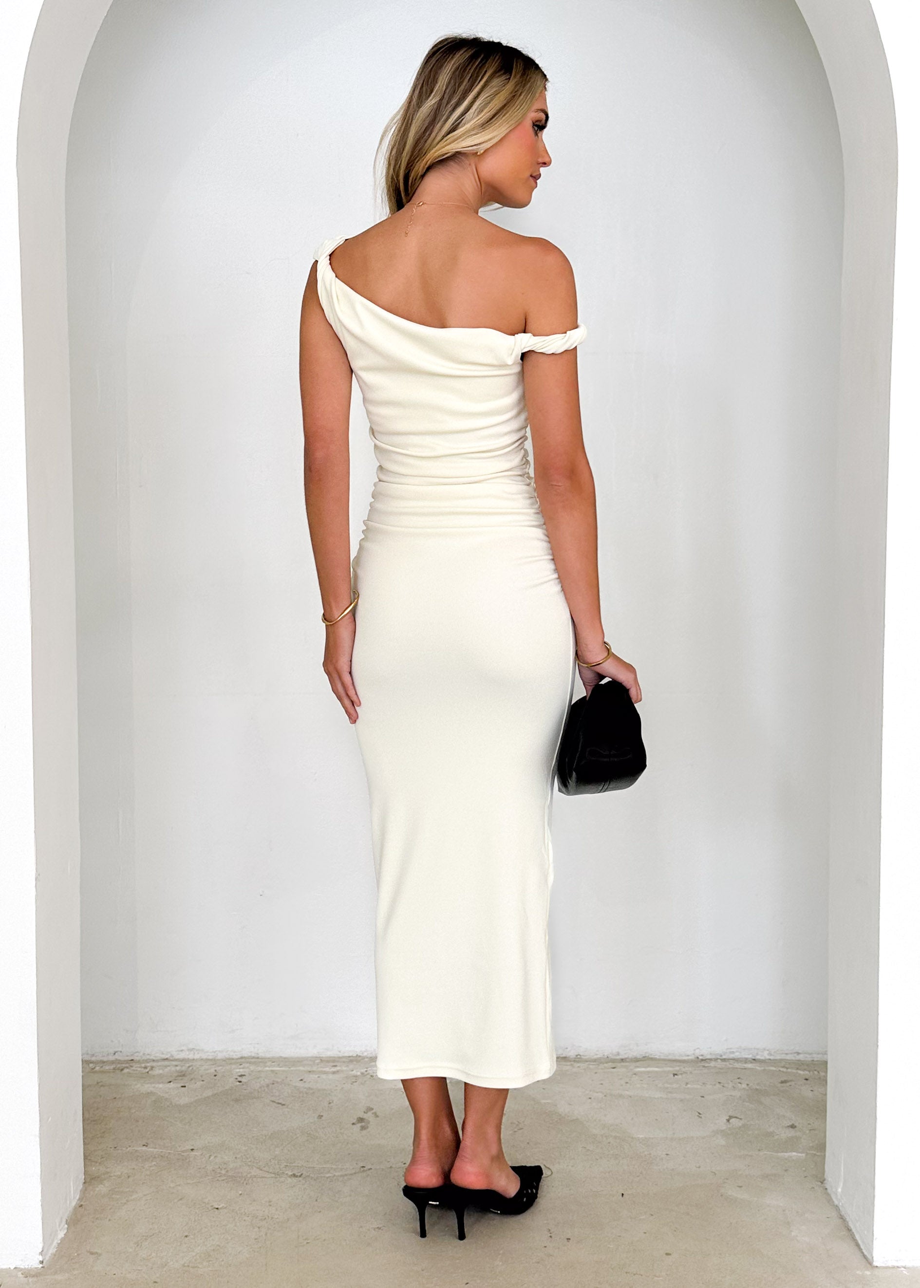 Elowen One Shoulder Midi Dress - Butter