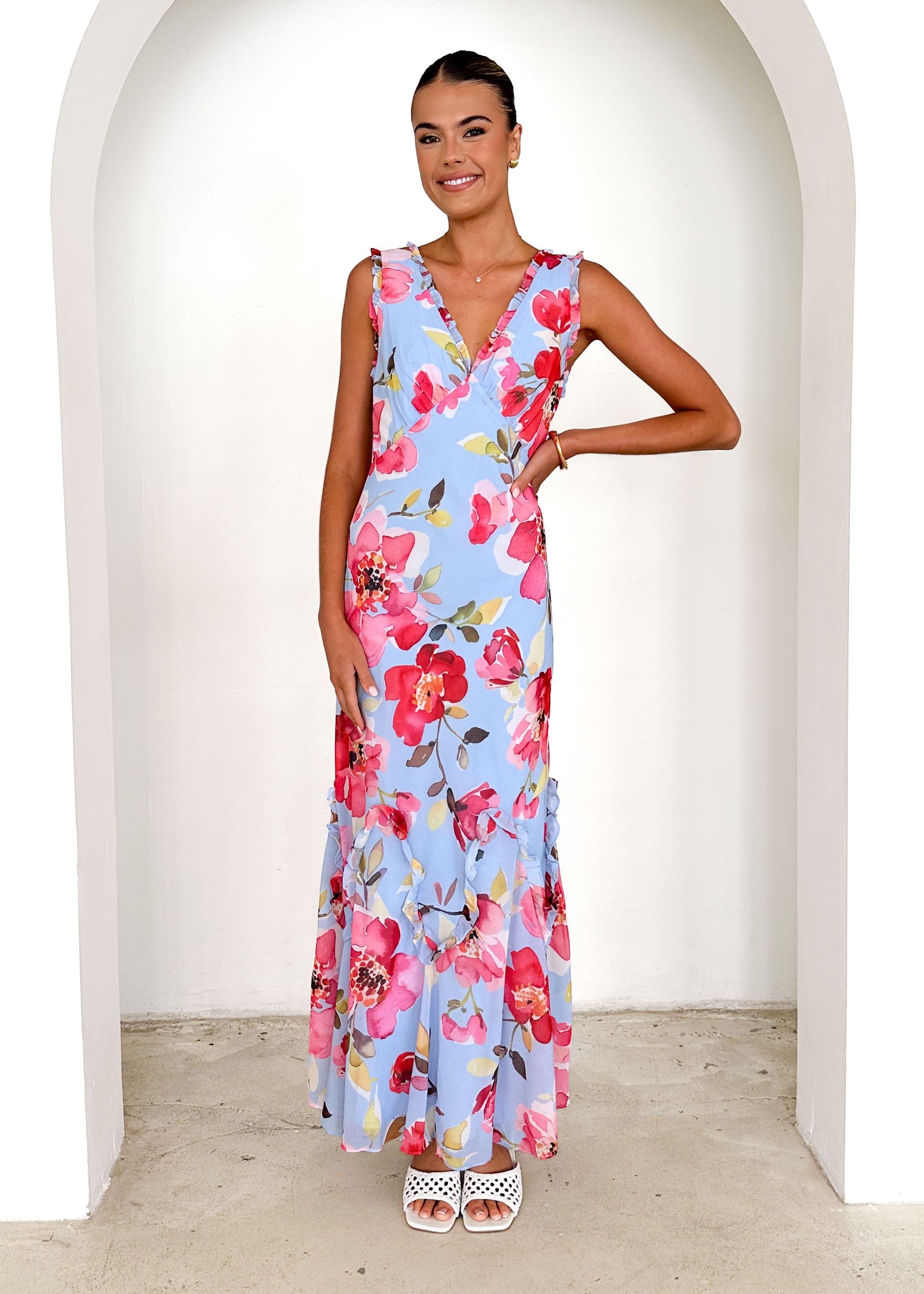 Arriane Maxi Dress - Blue Floral