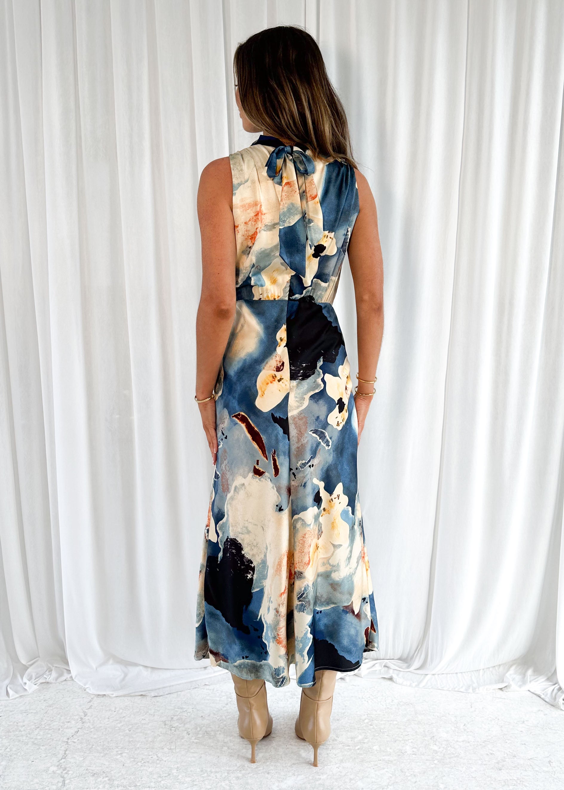 Drina Midi Dress - Blue Marble