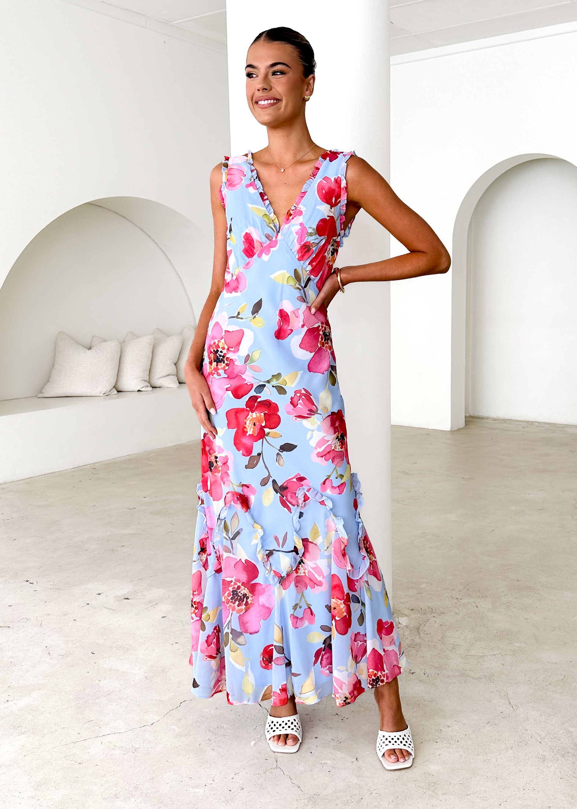 Arriane Maxi Dress - Blue Floral