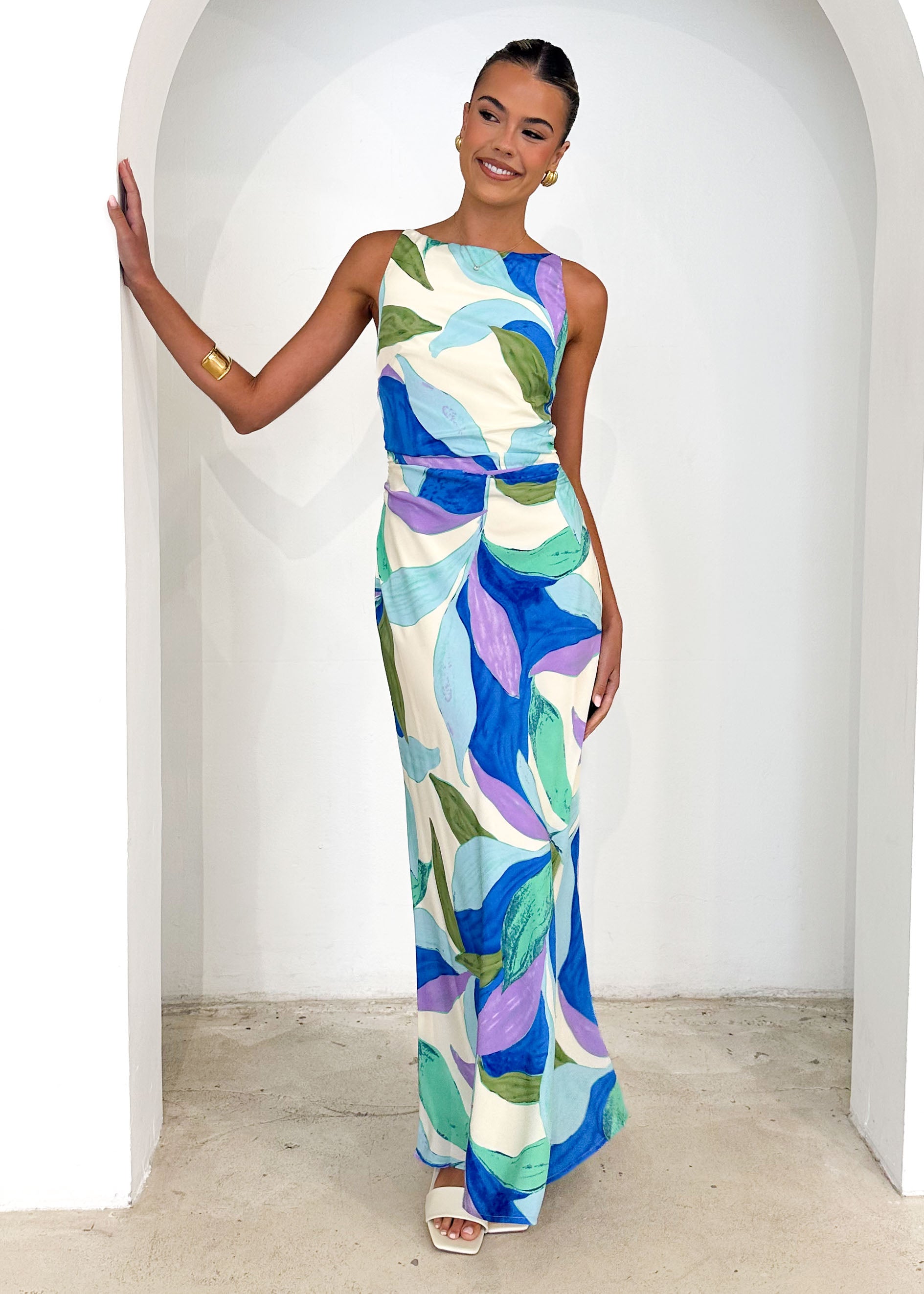 Malibu Maxi Dress - Azure Leaf