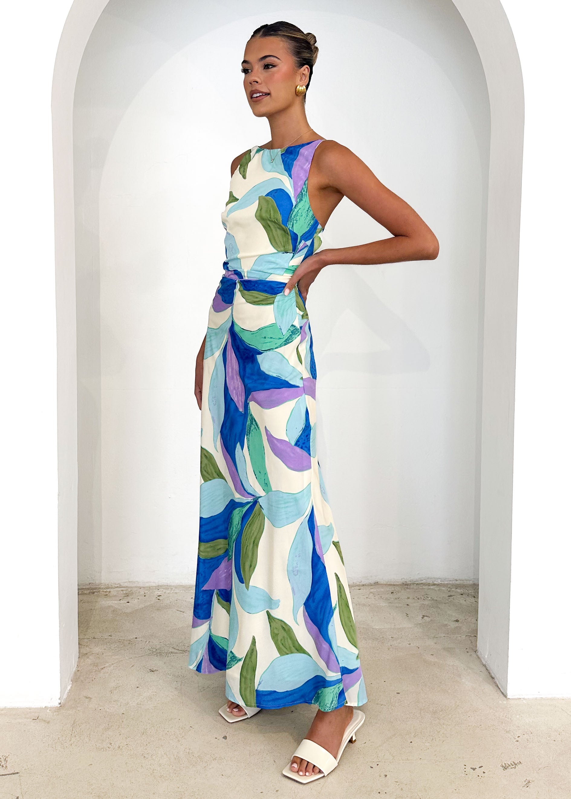 Malibu Maxi Dress - Azure Leaf