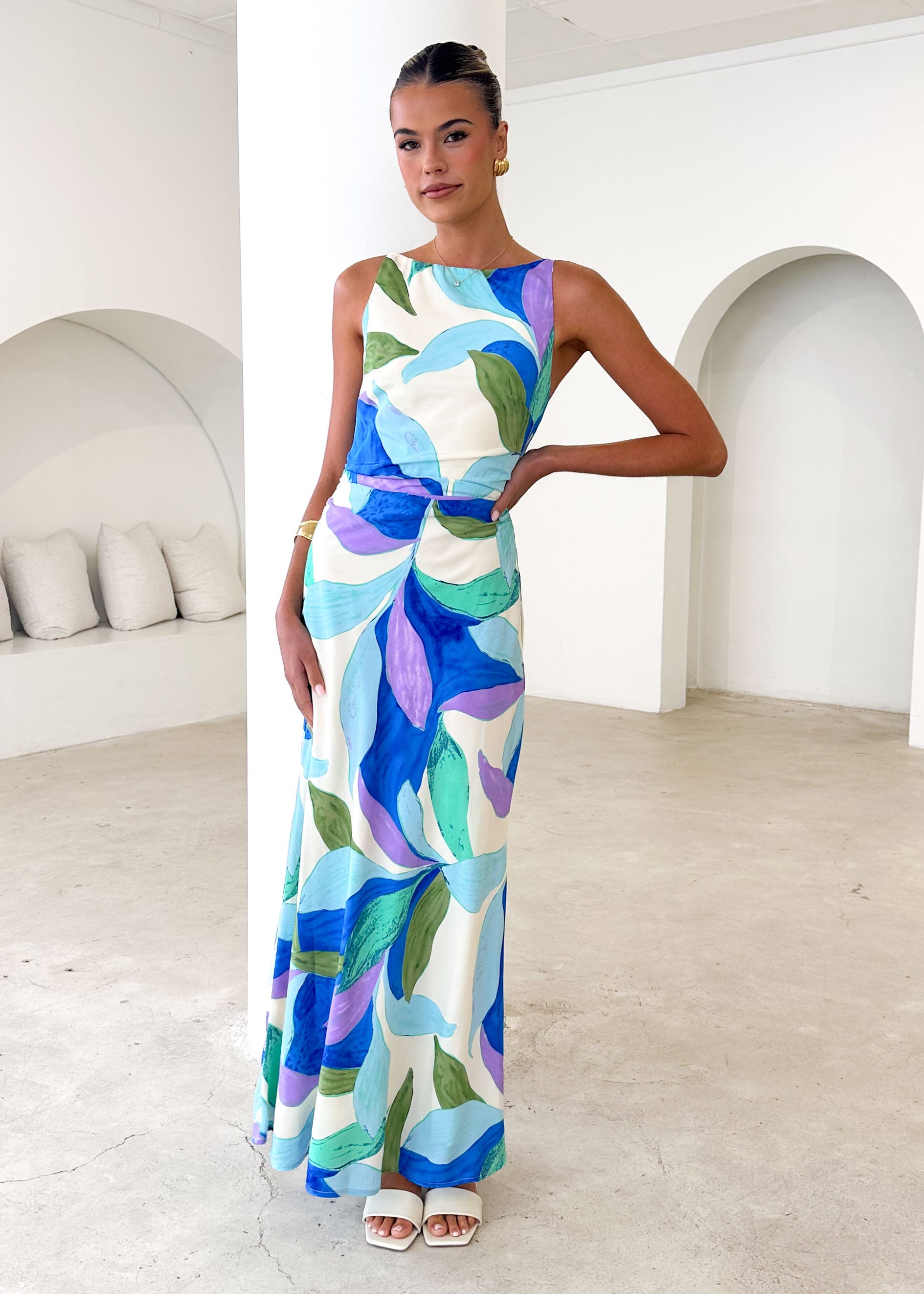 Malibu Maxi Dress - Azure Leaf