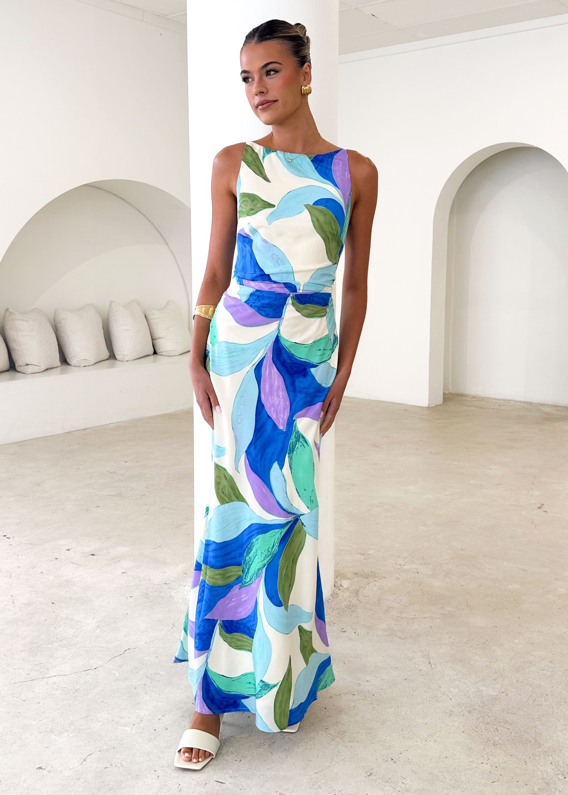 Malibu Maxi Dress - Azure Leaf