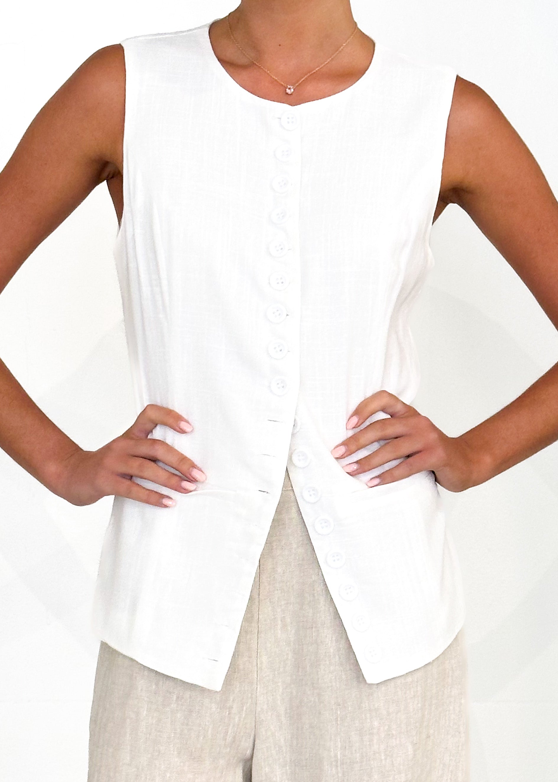 Fresco Vest Top - Ivory