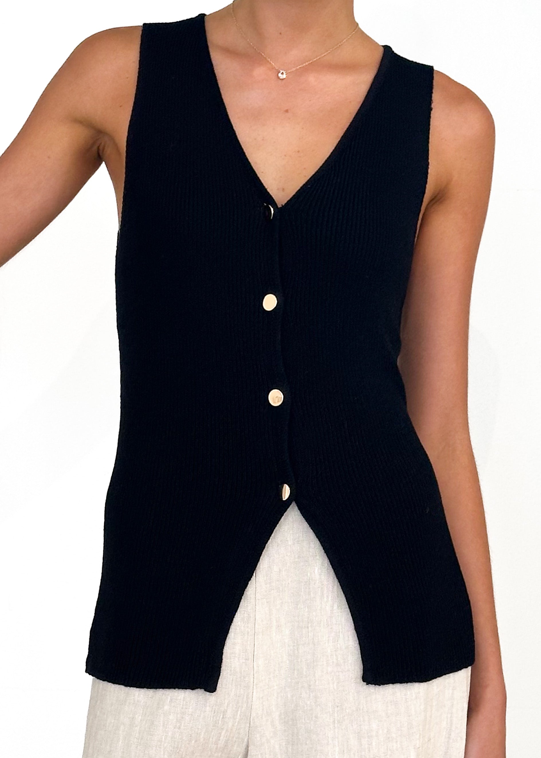 Lenore Knit Vest - Black