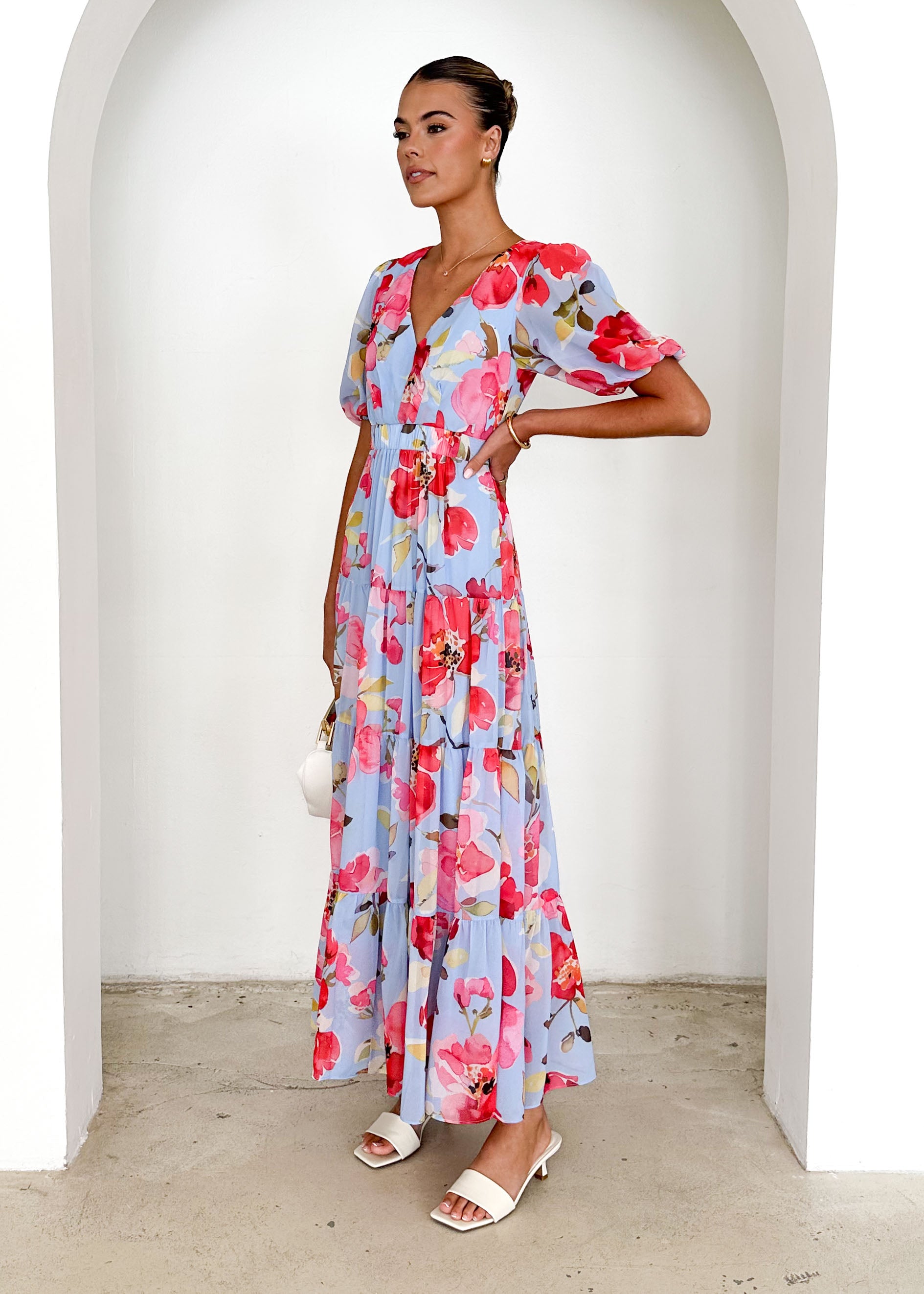 Casablanca Maxi Dress - Blue Floral