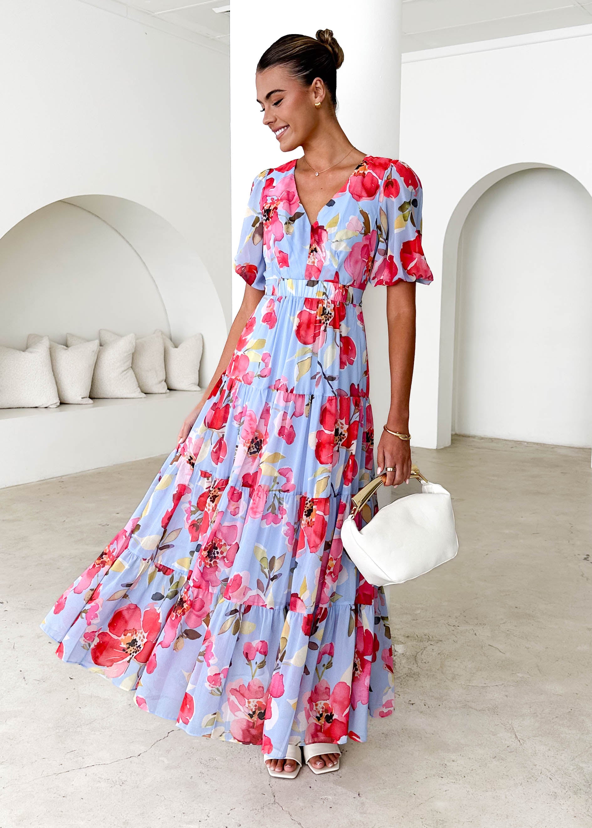 Casablanca Maxi Dress - Blue Floral