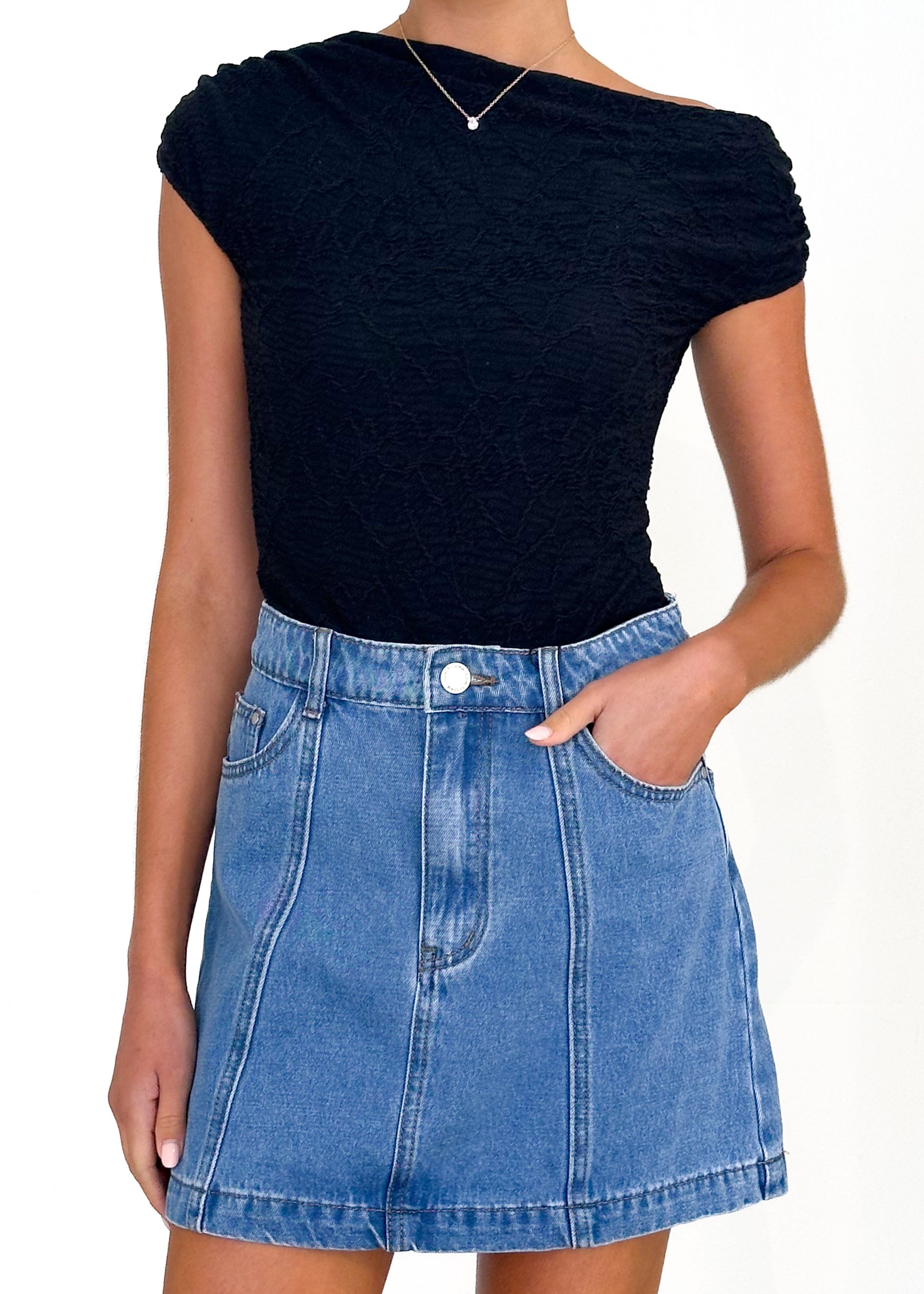 Sabine Denim Skirt - Mid Blue