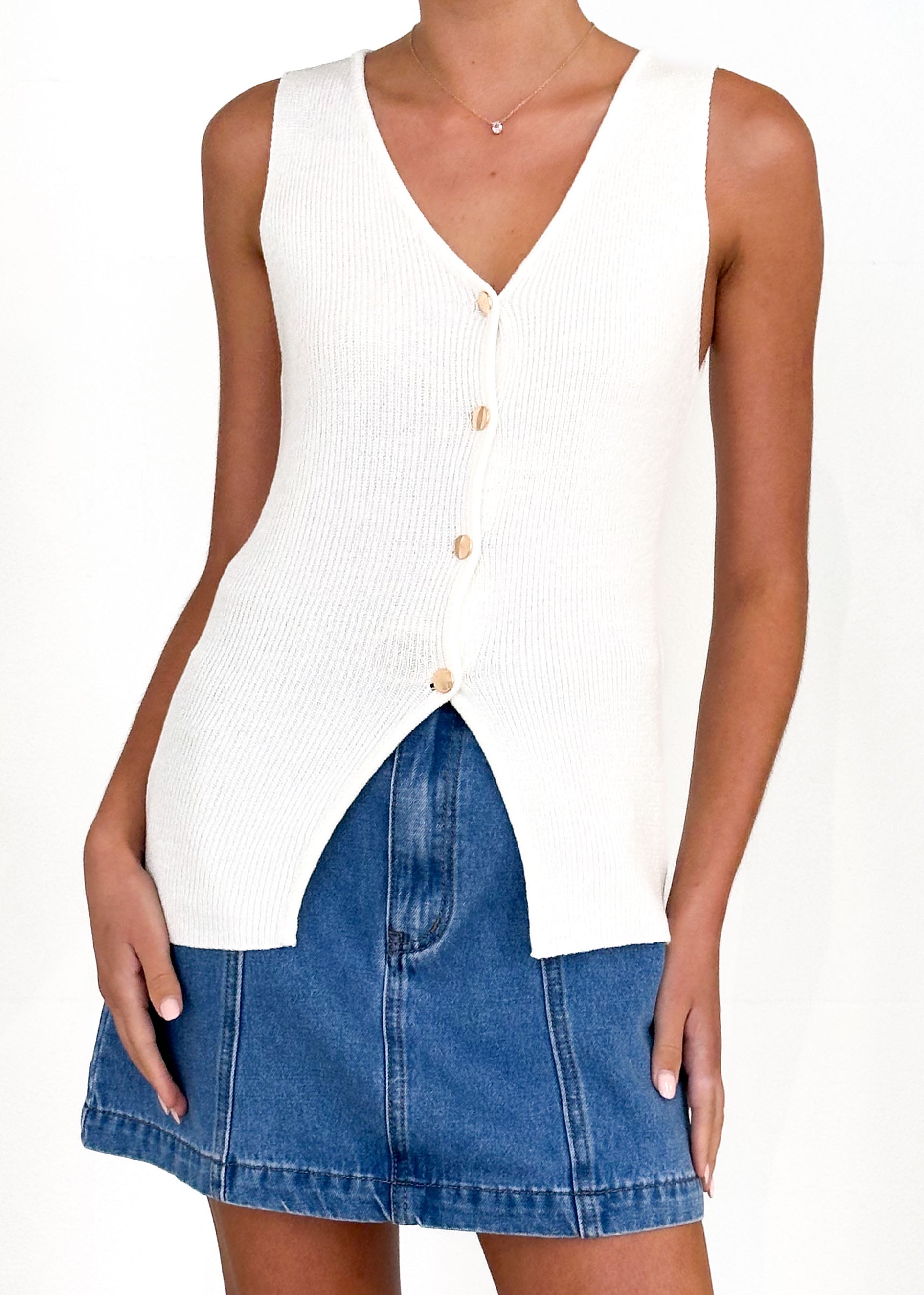 Lenore Knit Vest - Off White