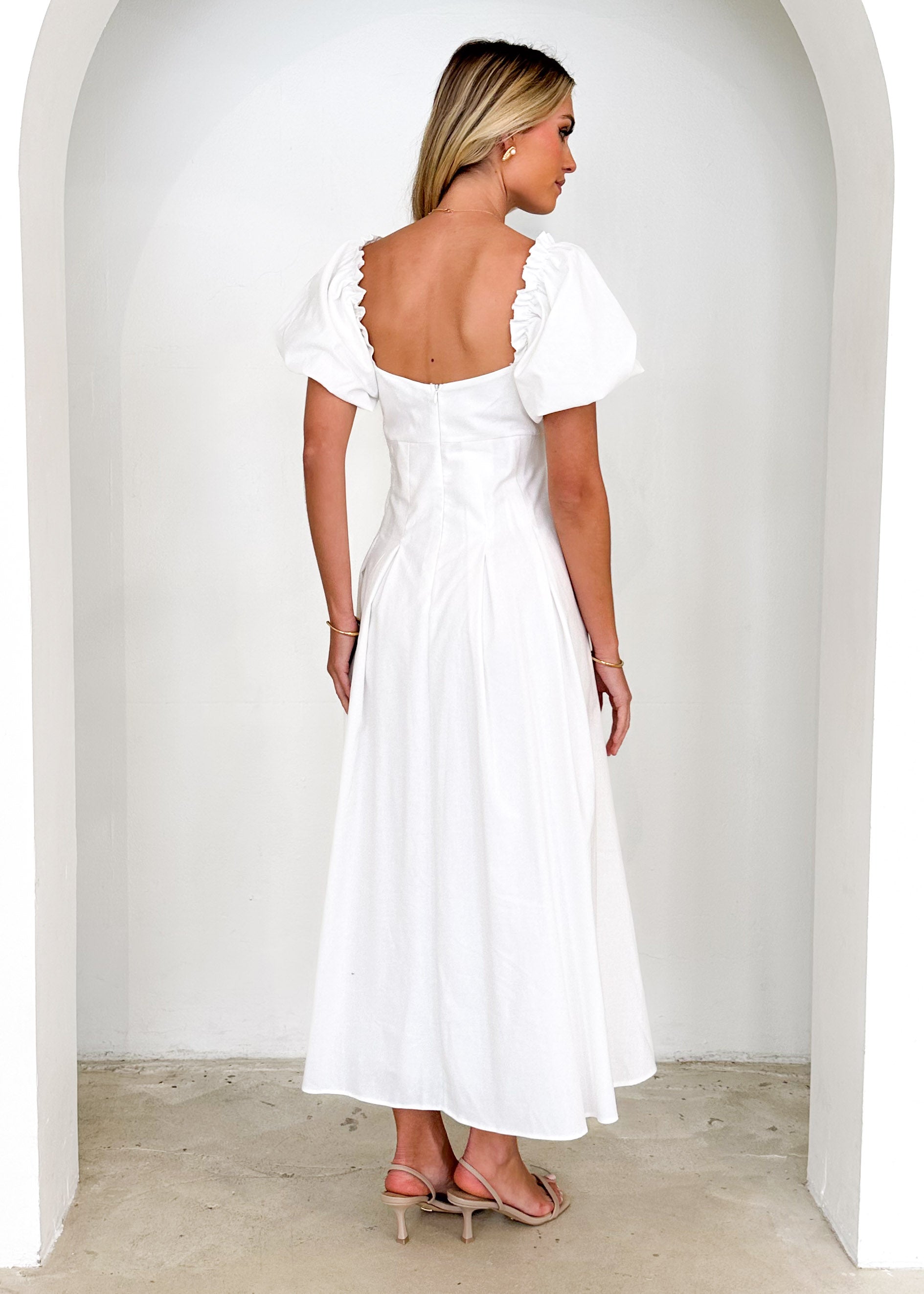 Larttie Off Shoulder Midi Dress - Off White