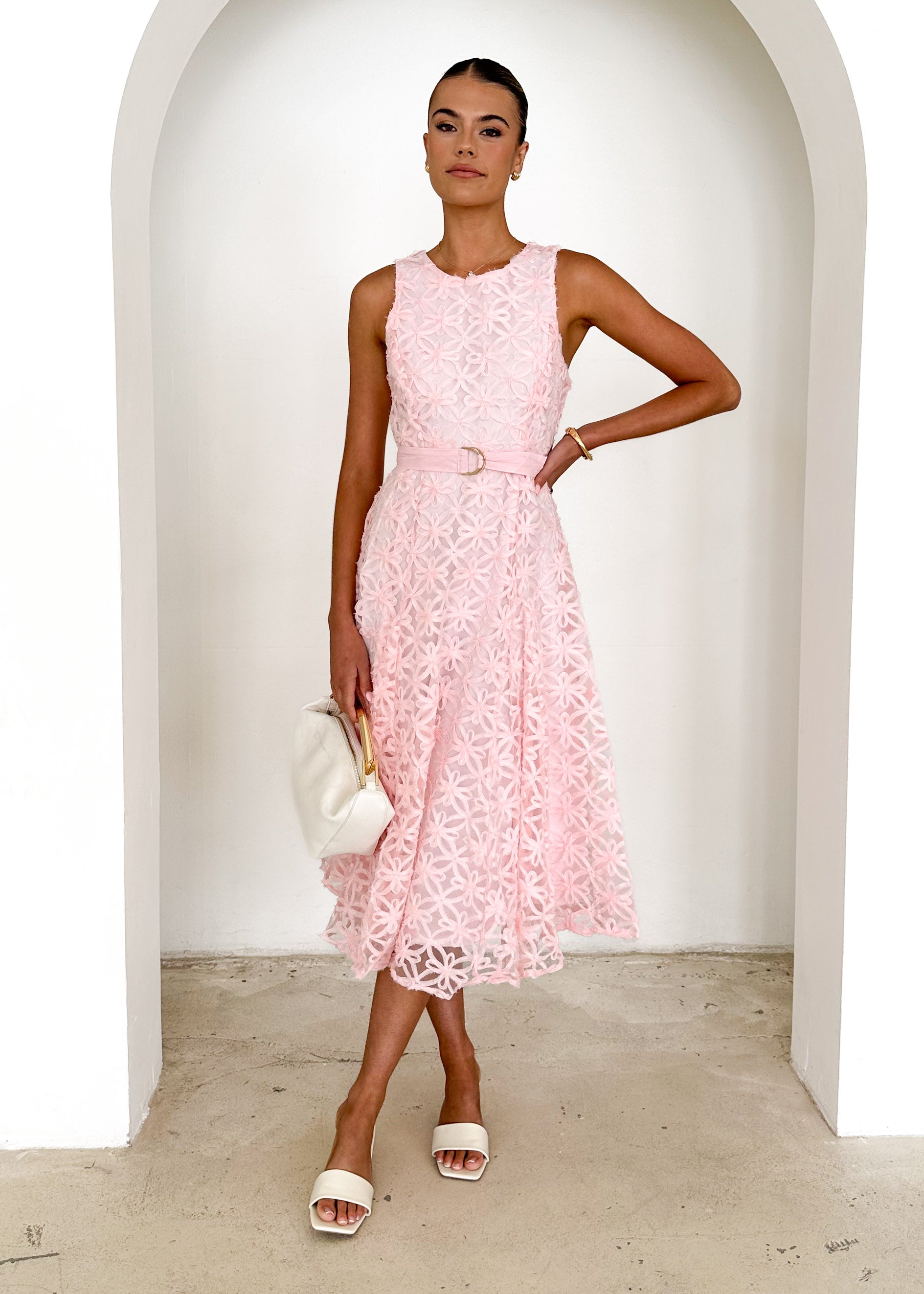 Eclipse Lace Midi Dress - Pink