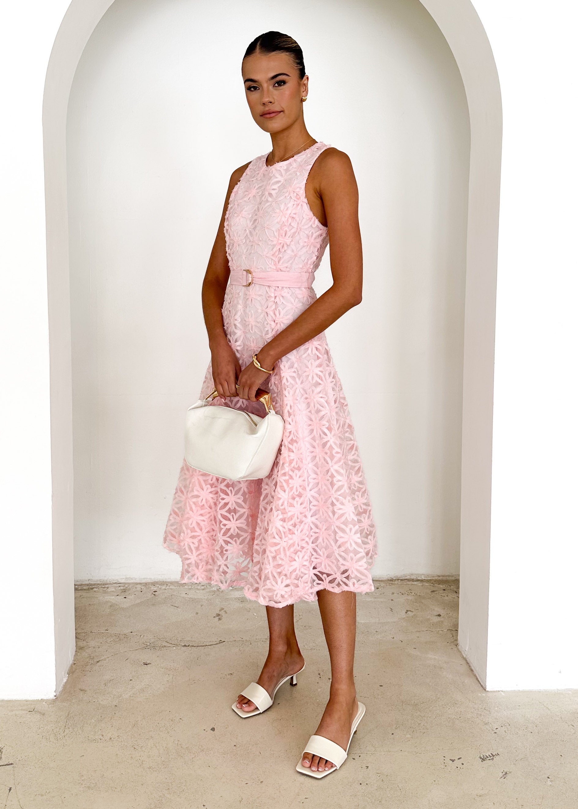 Eclipse Lace Midi Dress - Pink