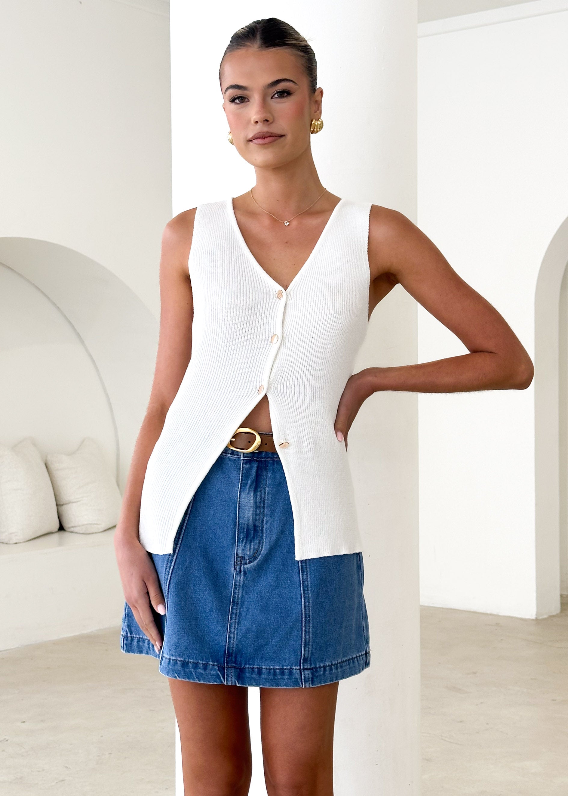 Lenore Knit Vest - Off White