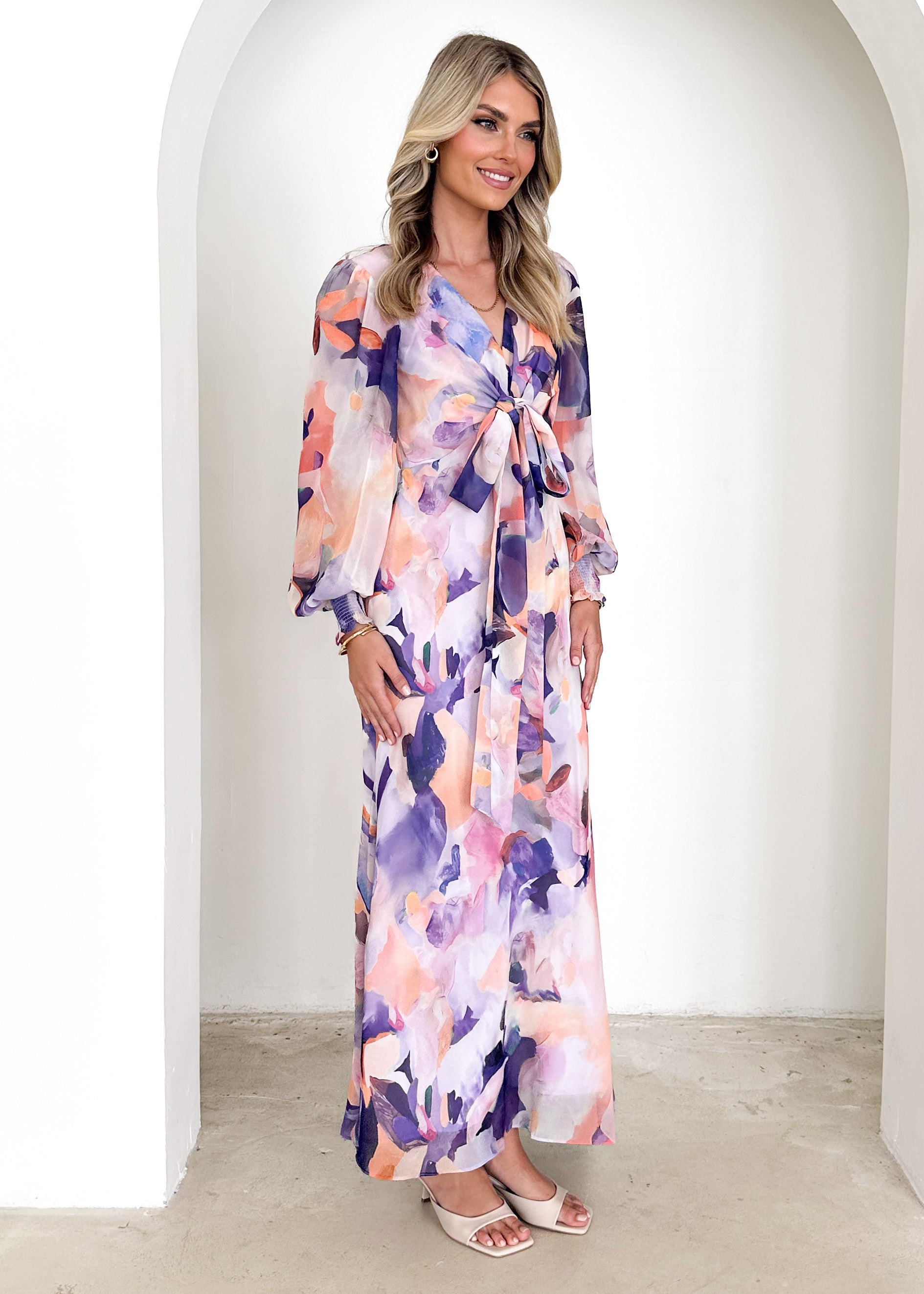 Camellia Midi Dress - Lilac Garden