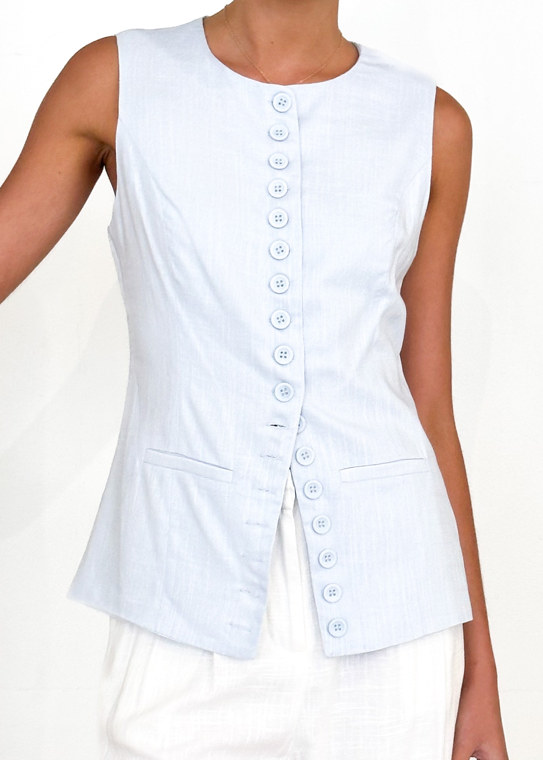 Fresco Vest Top - Powder Blue