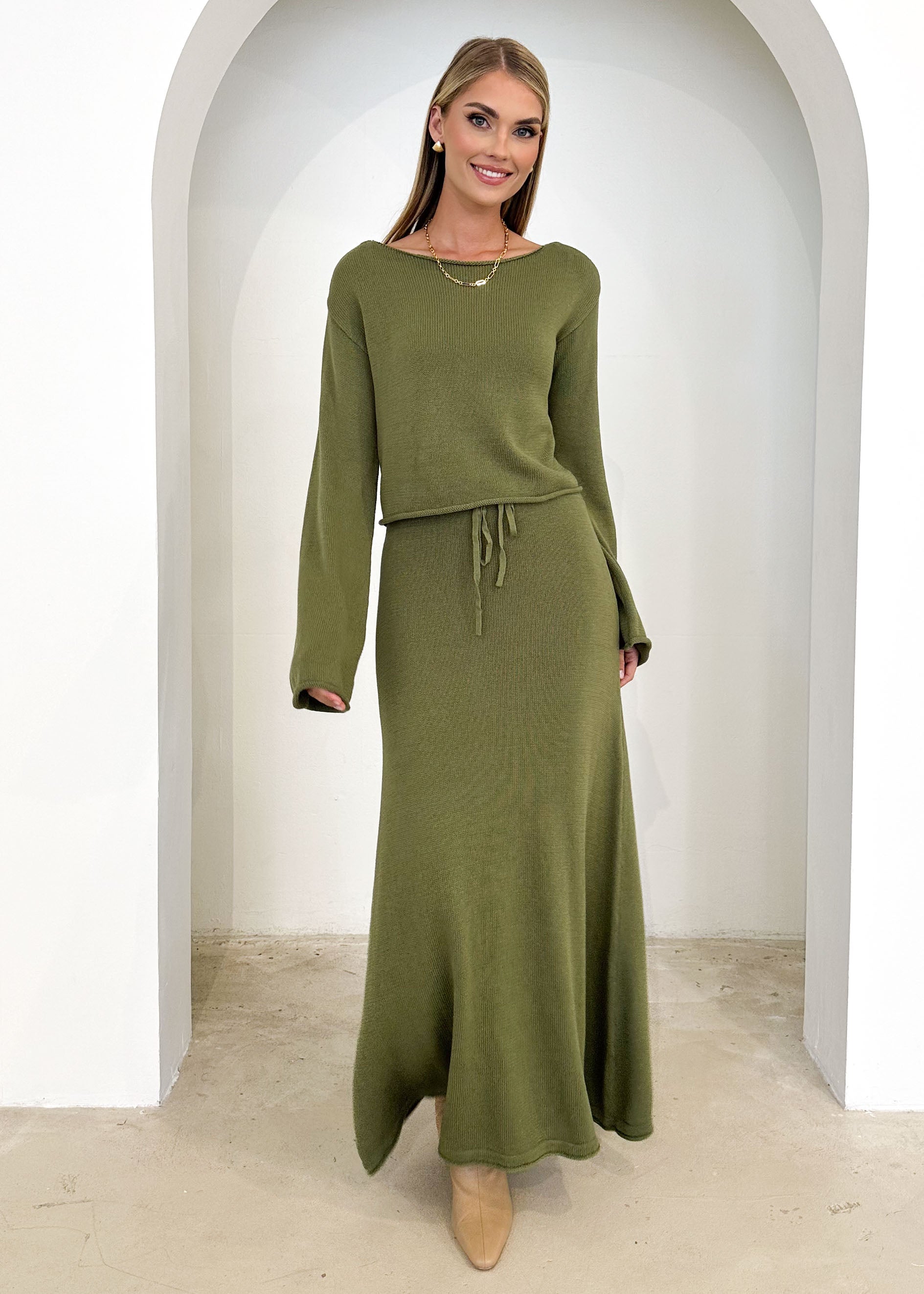 Emerson Knit Maxi Skirt - Olive