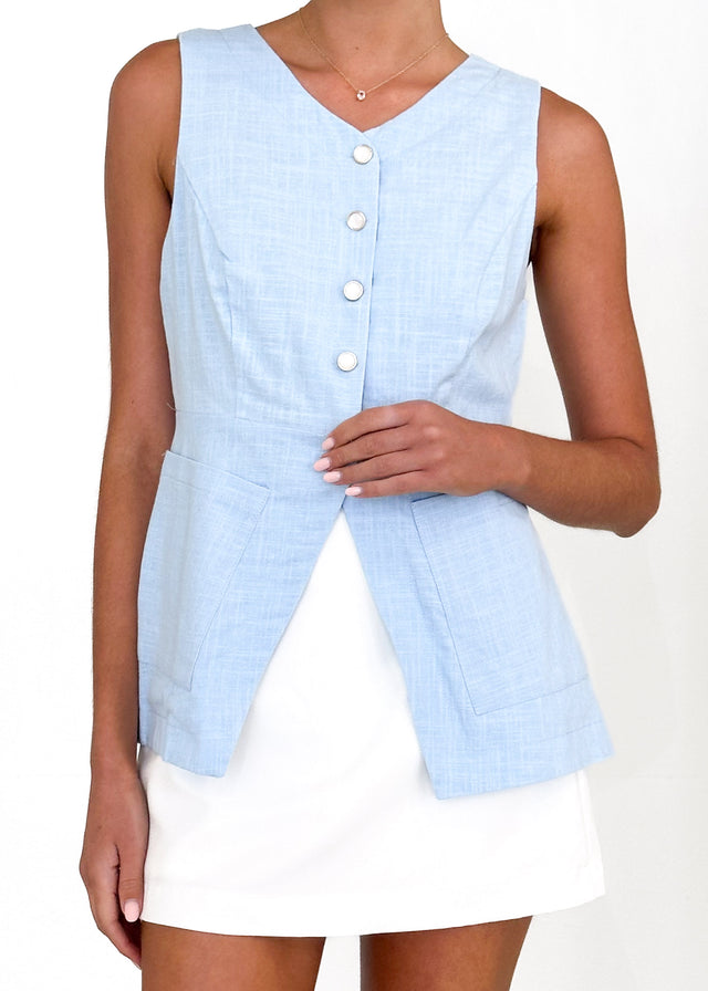 Kaycee Vest Top Sky Blue