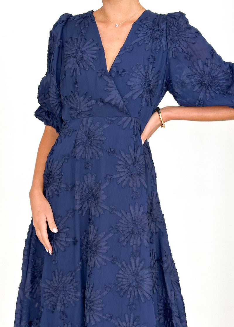 Gessato Midi Dress Navy Pinstripe