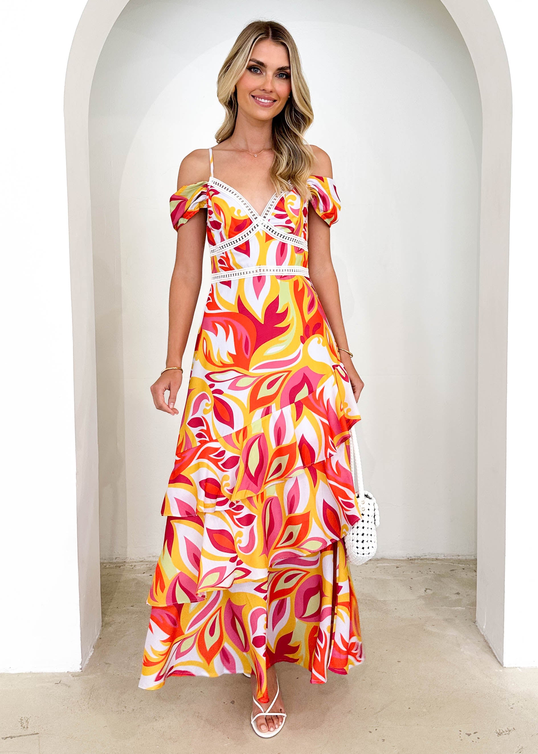 Rebecca Maxi Dress - Lime Floral