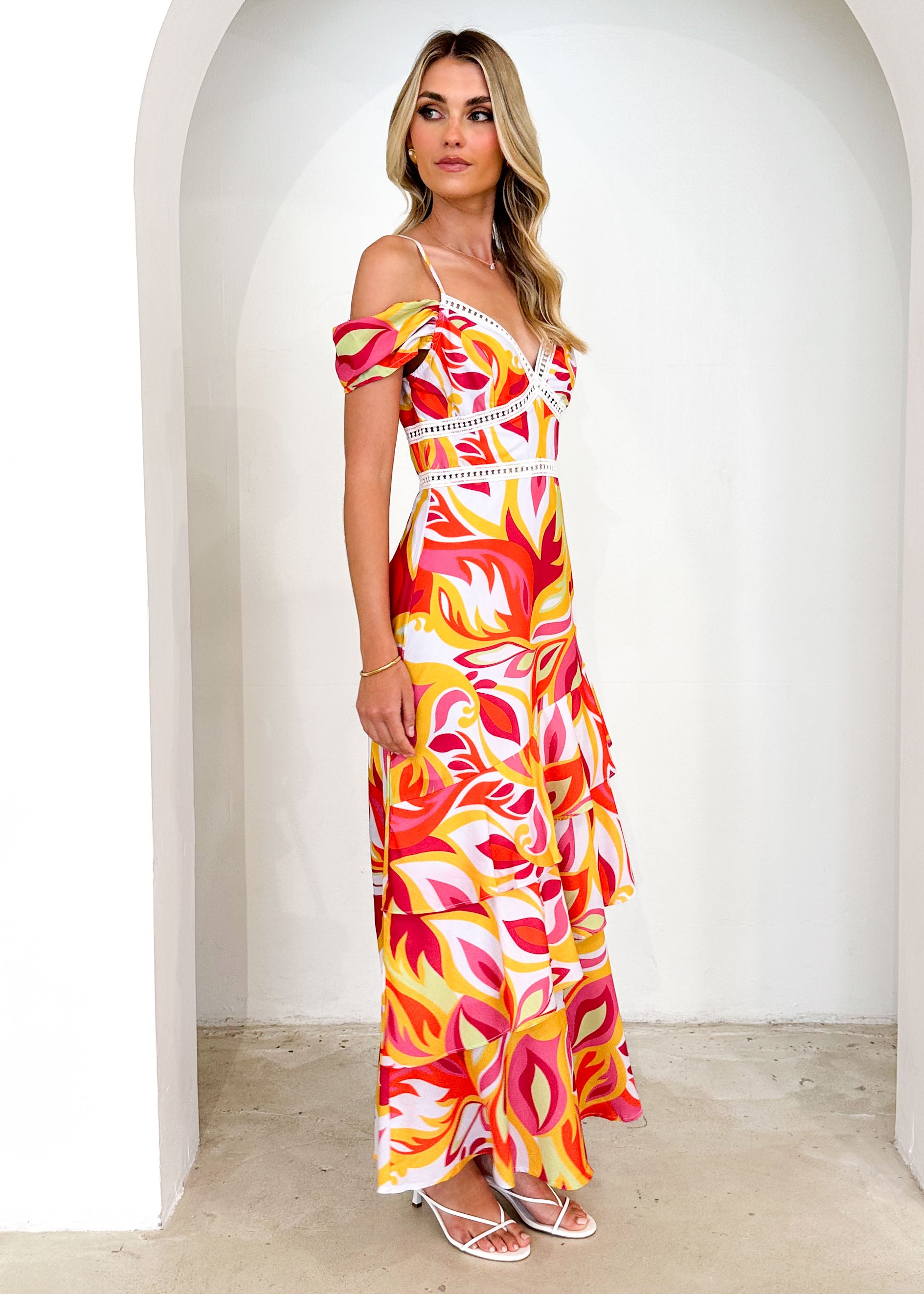 Rebecca Maxi Dress - Lime Floral