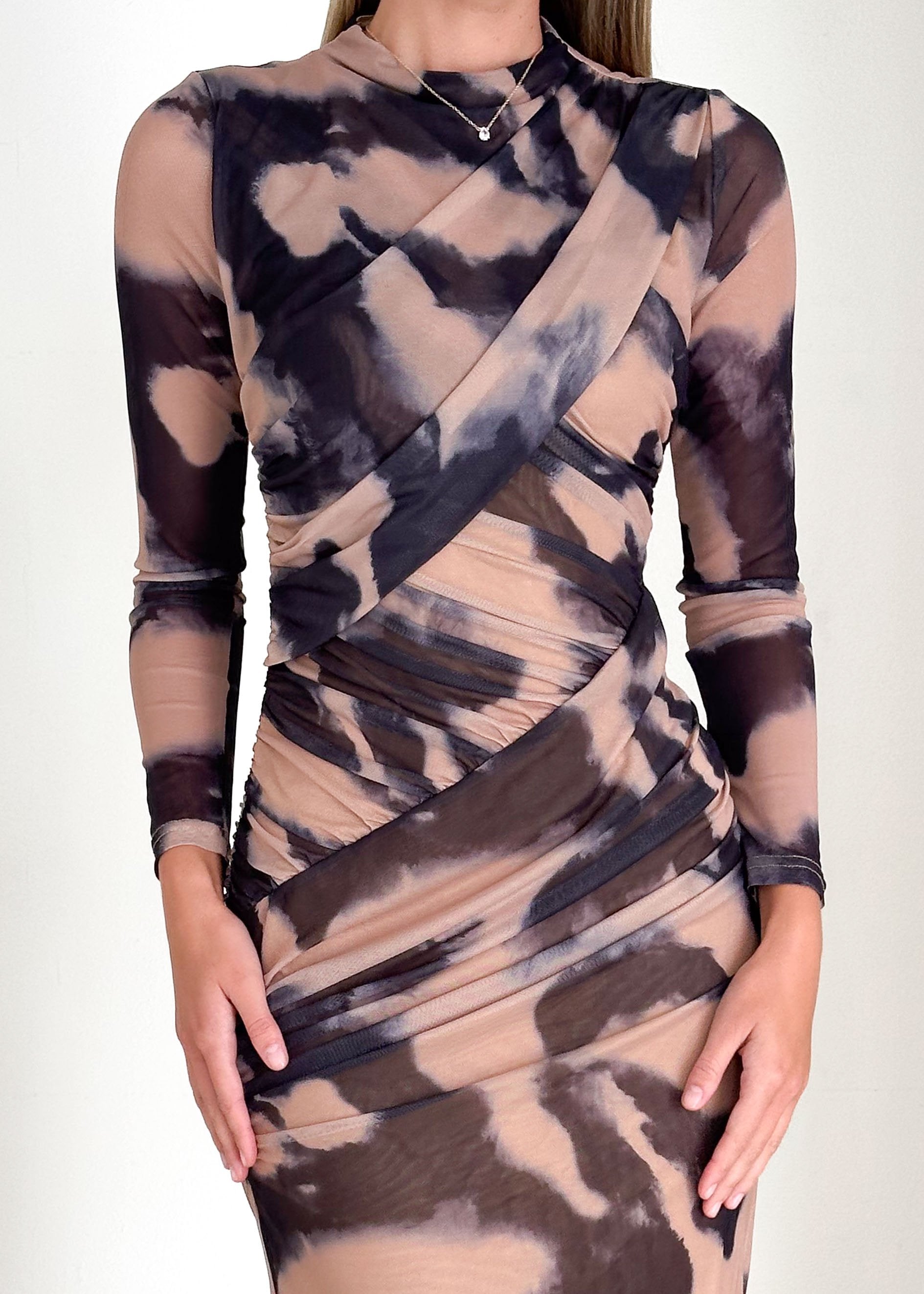 Ersae Mesh Midi Dress - Charcoal Ink