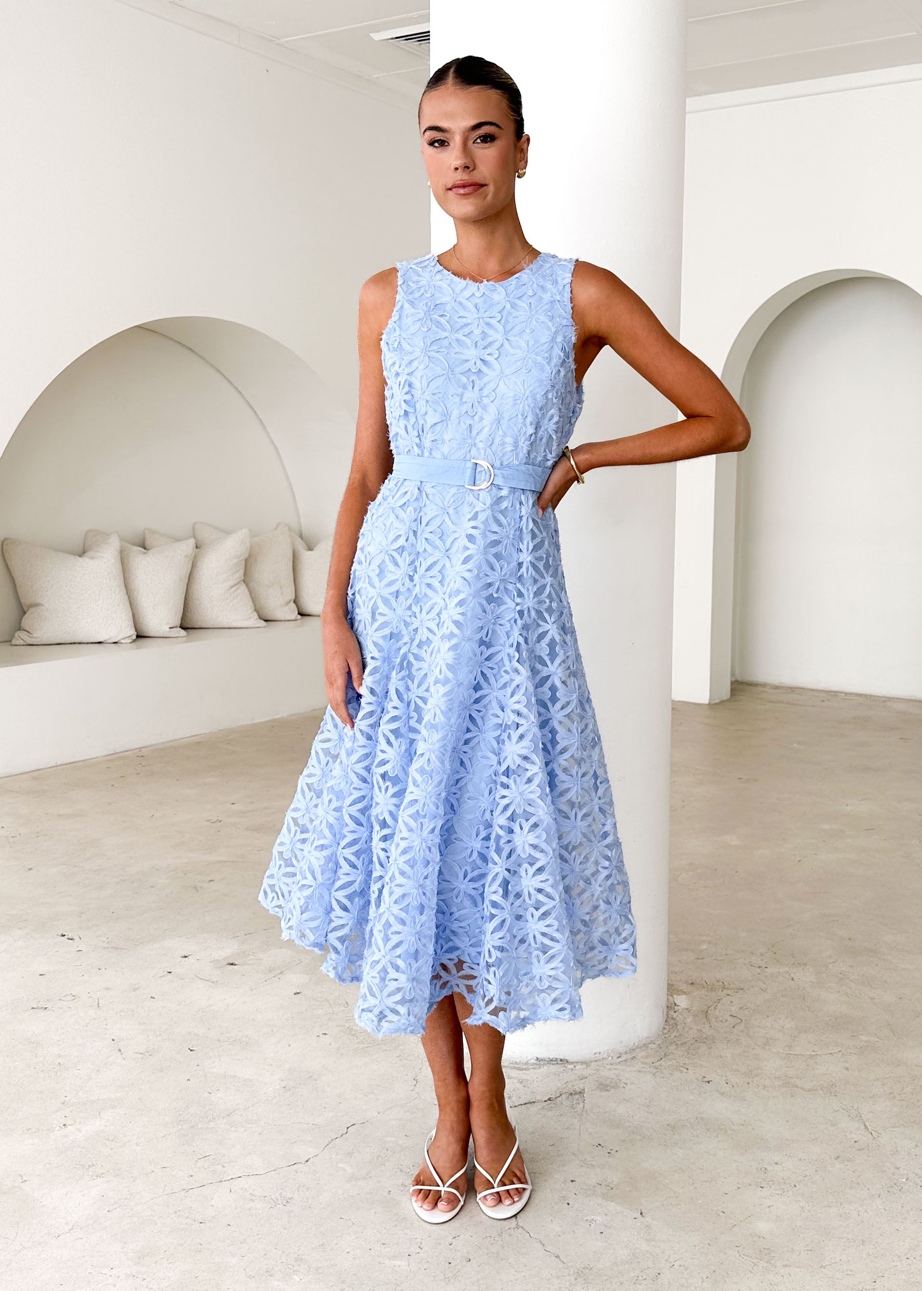 Eclipse Lace Midi Dress - Blue