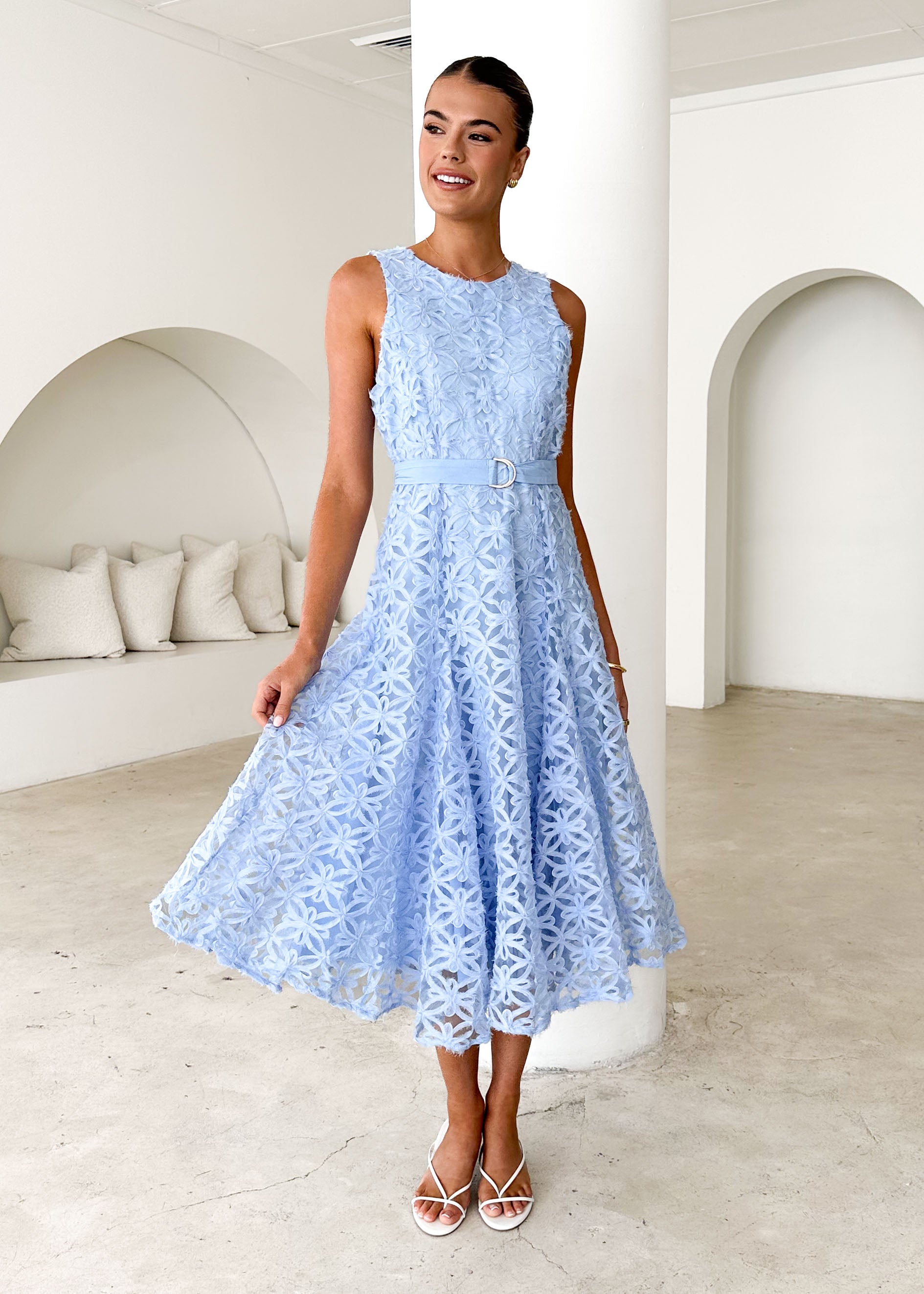 Eclipse Lace Midi Dress - Blue