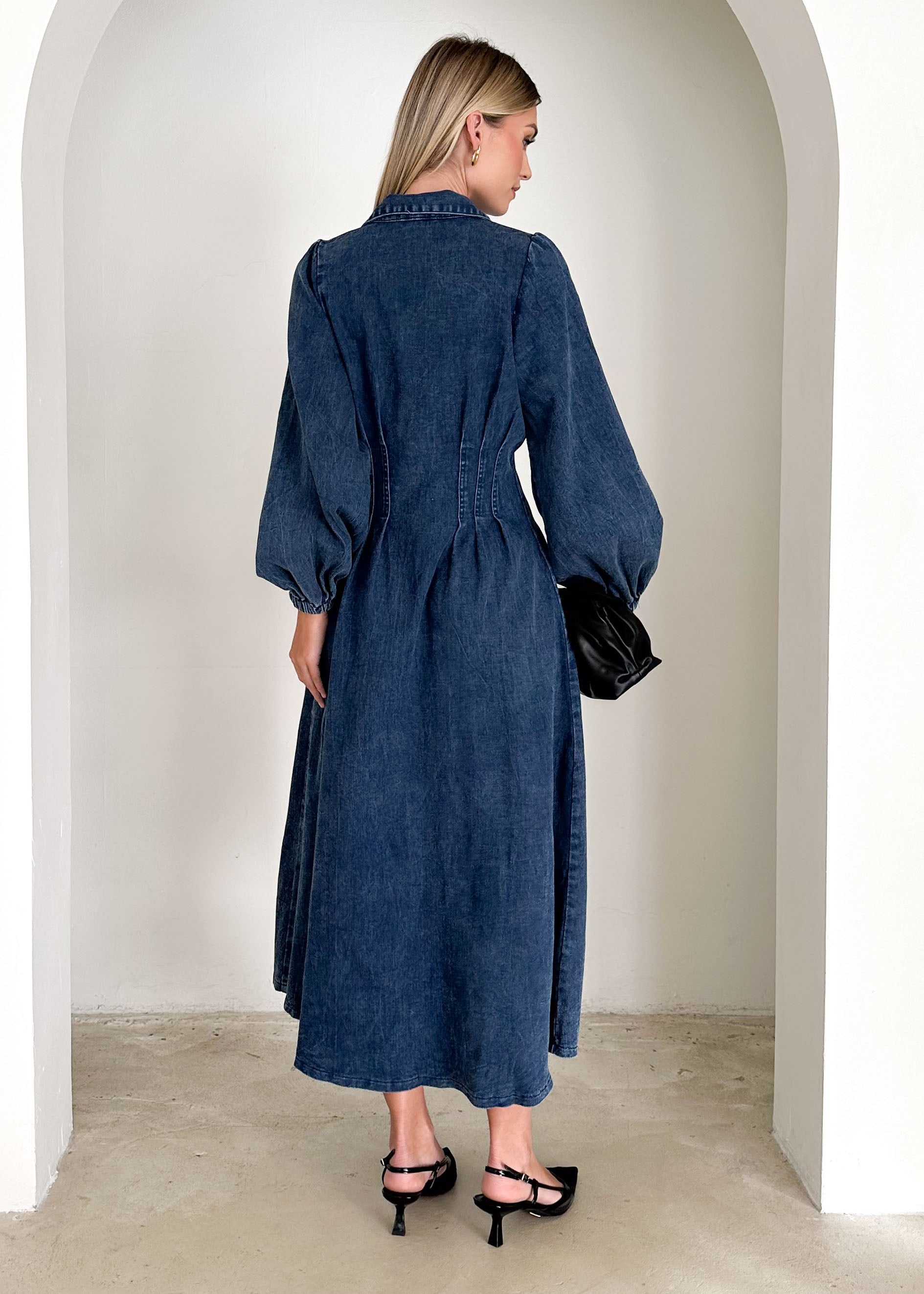 Karliat Denim Maxi Dress - Dark Blue