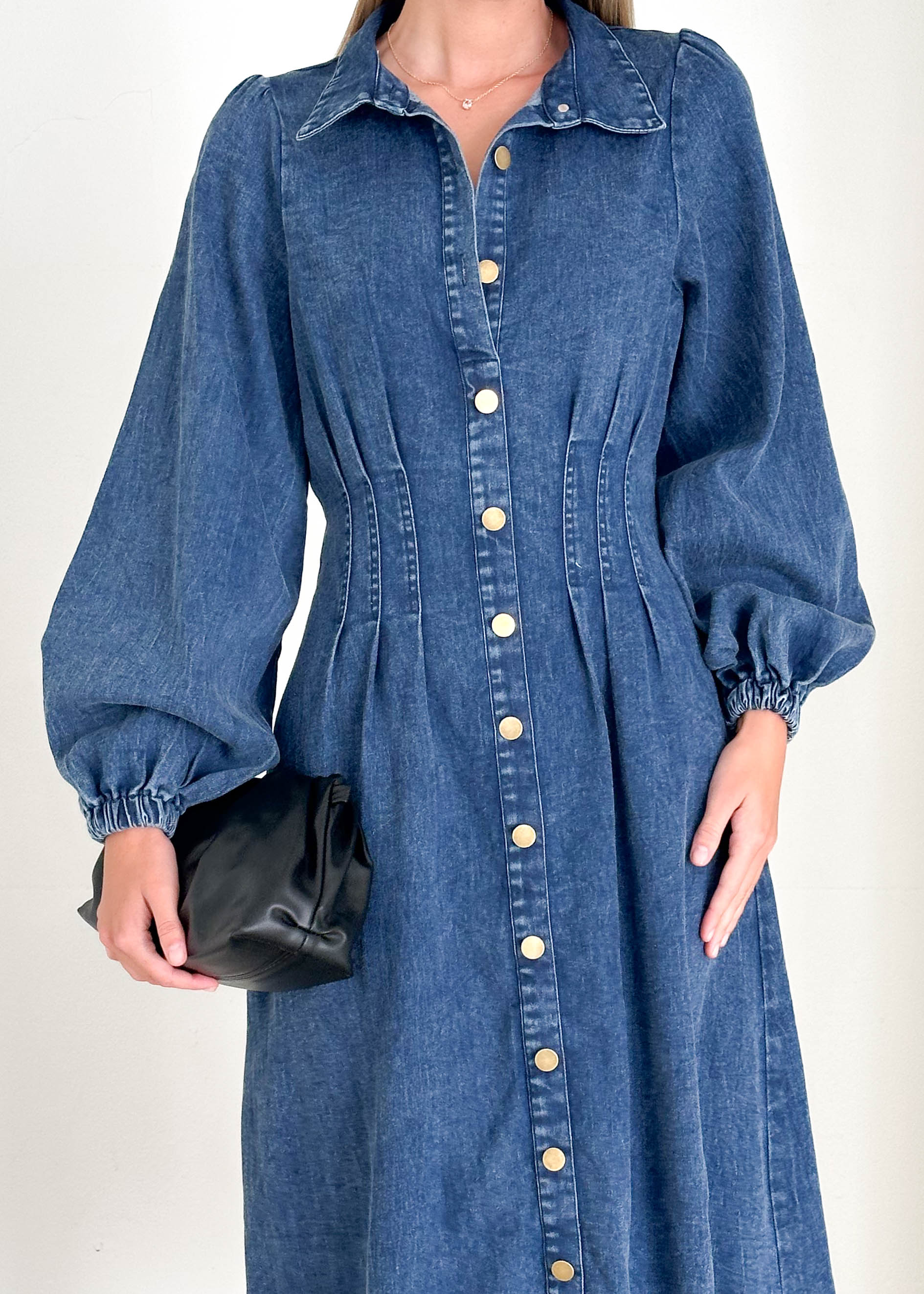 Karliat Denim Maxi Dress - Dark Blue