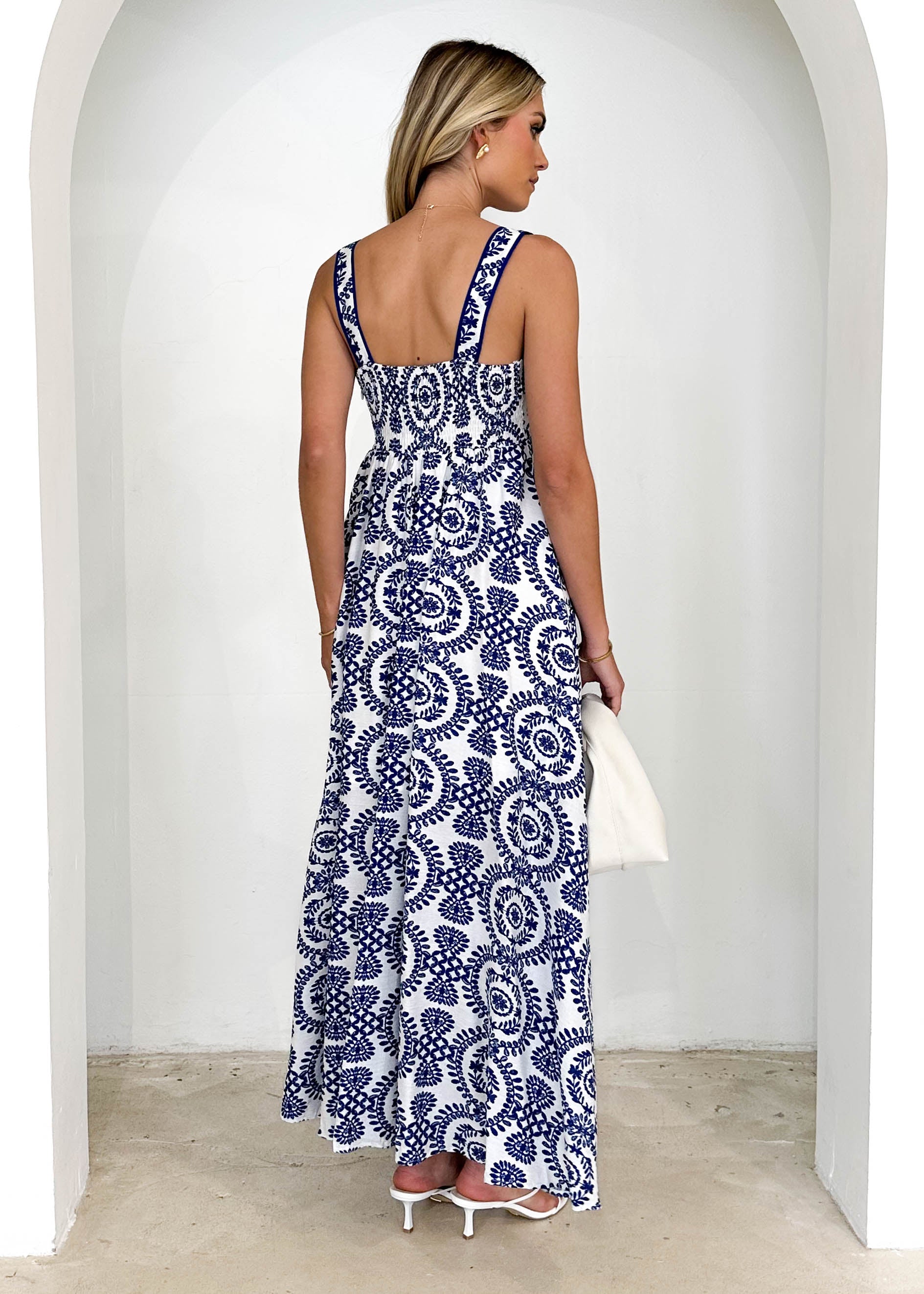 Wisteria Maxi Dress - Navy Abstract