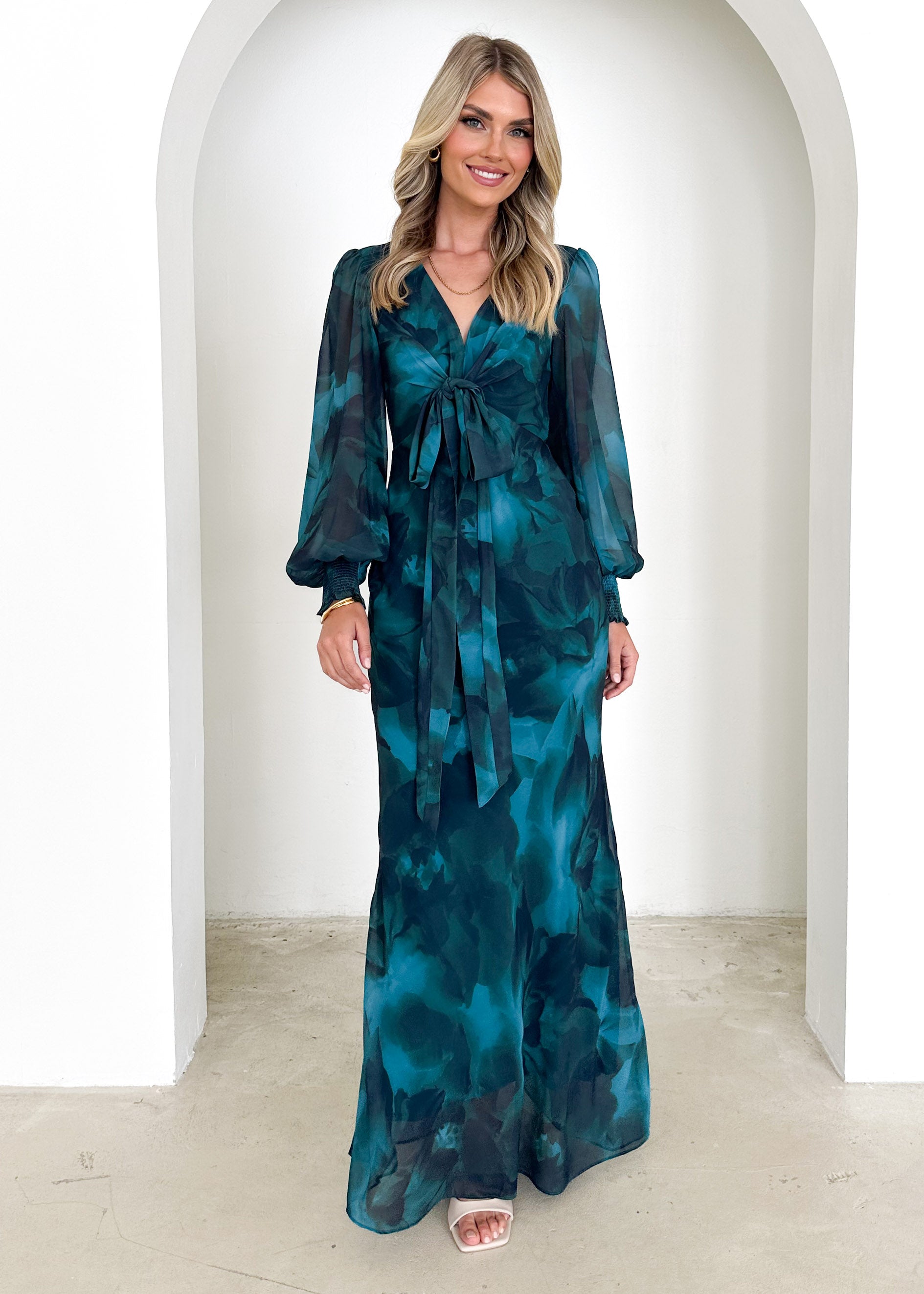 Camellia Midi Dress - Deep Lagoon