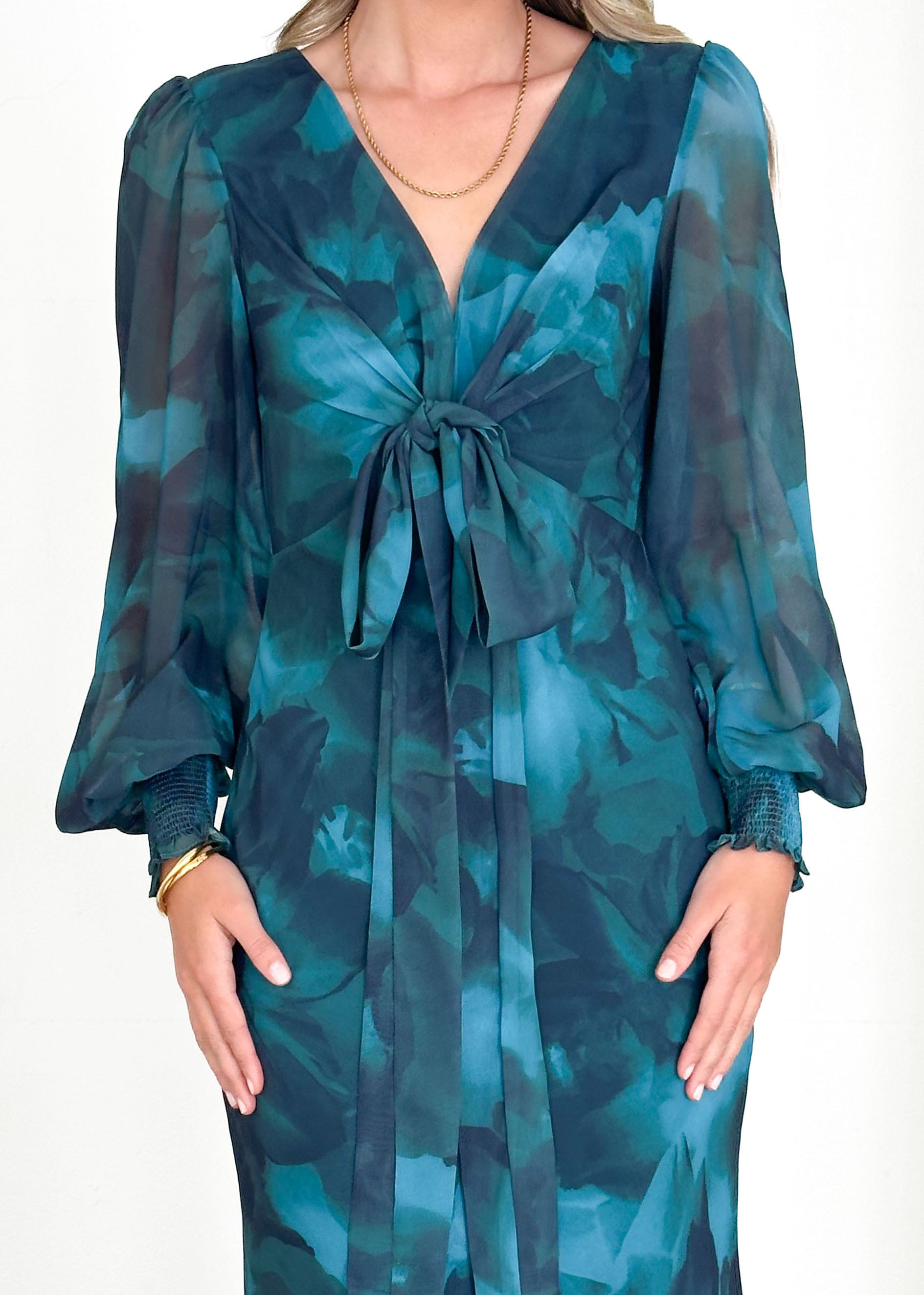 Camellia Midi Dress - Deep Lagoon