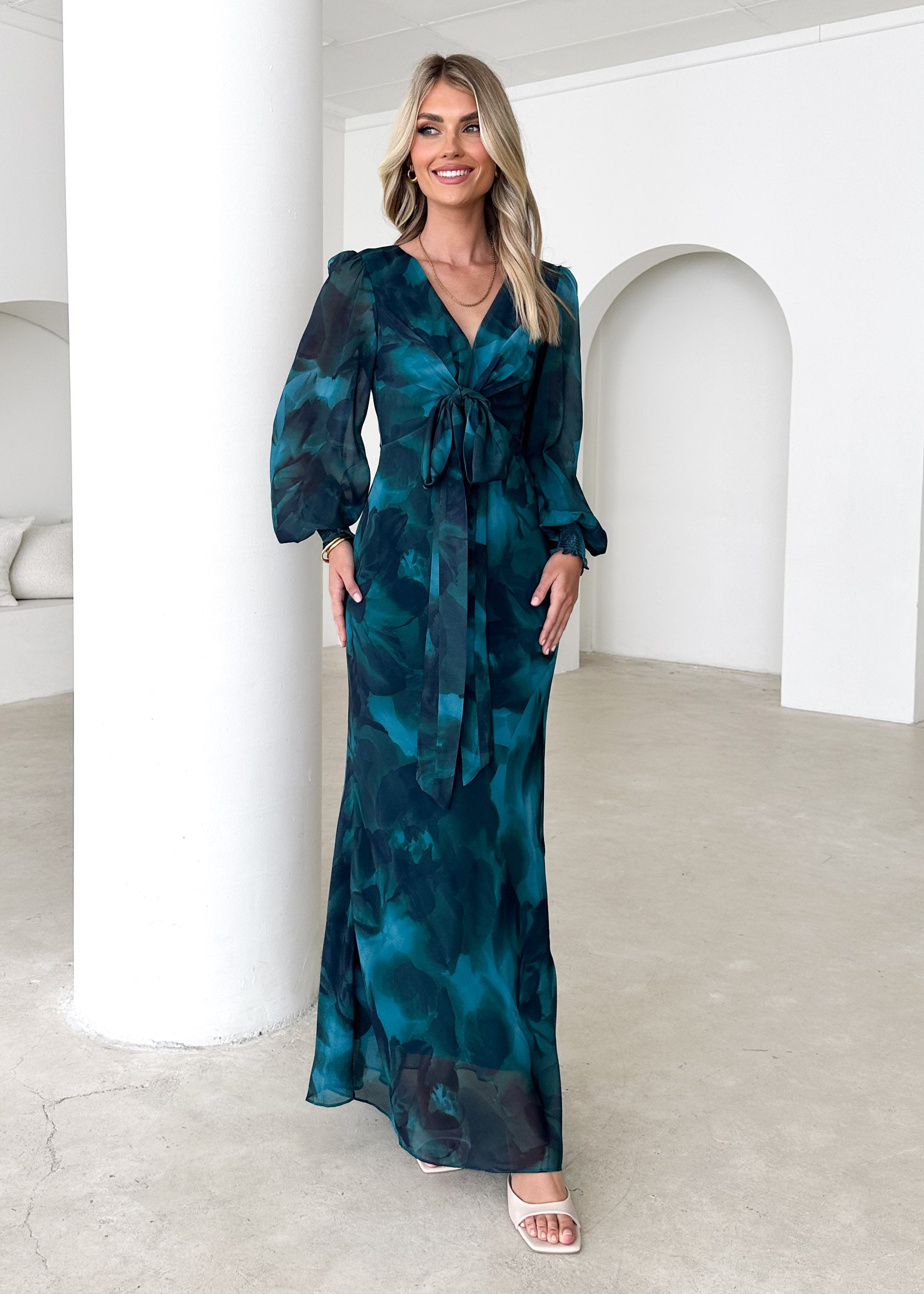 Camellia Midi Dress - Deep Lagoon