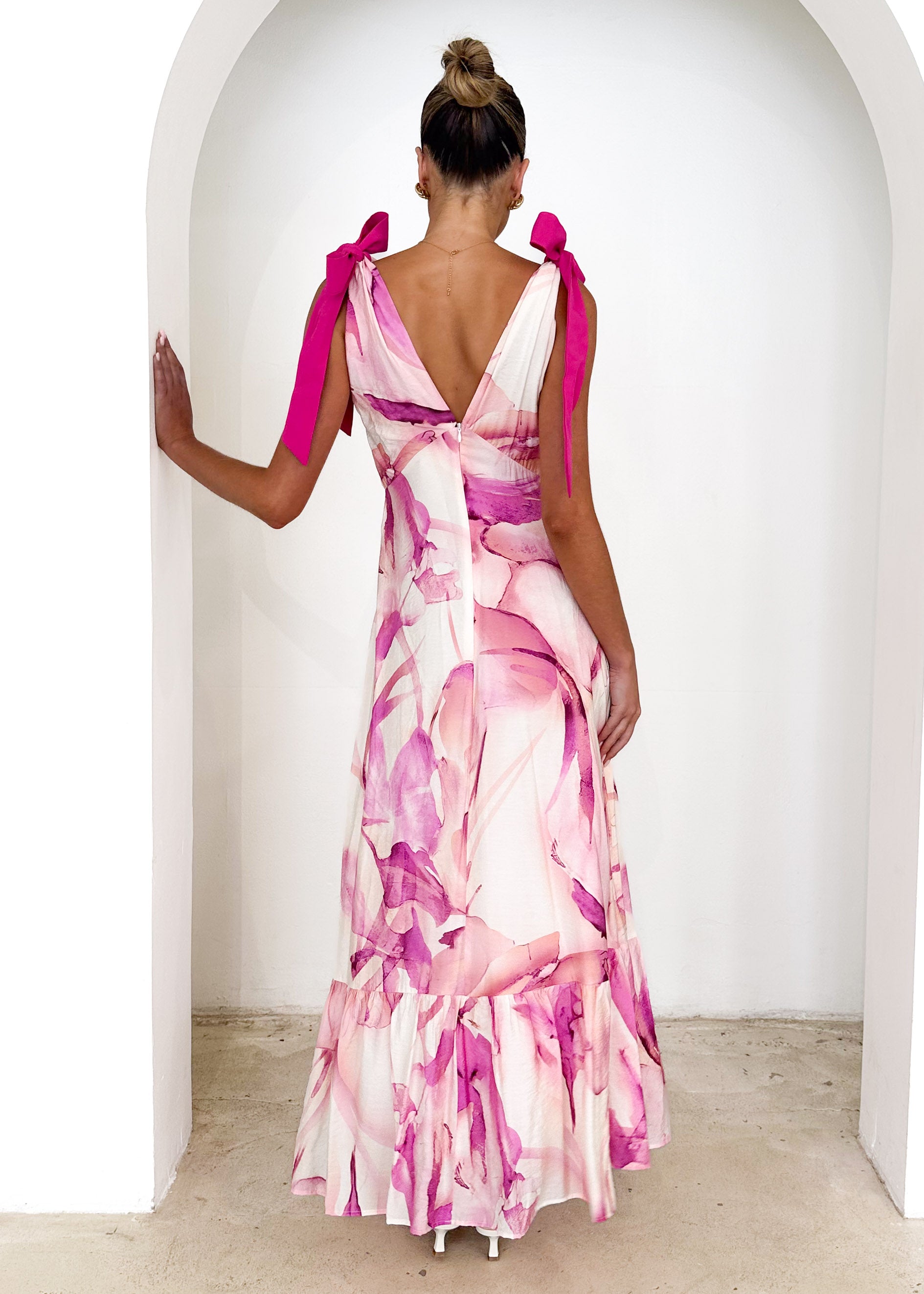 Havana Tie Midi Dress - Fuchsia Flame