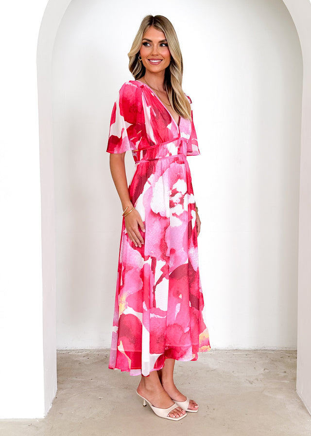 Innika Maxi Dress - Magenta Watercolour