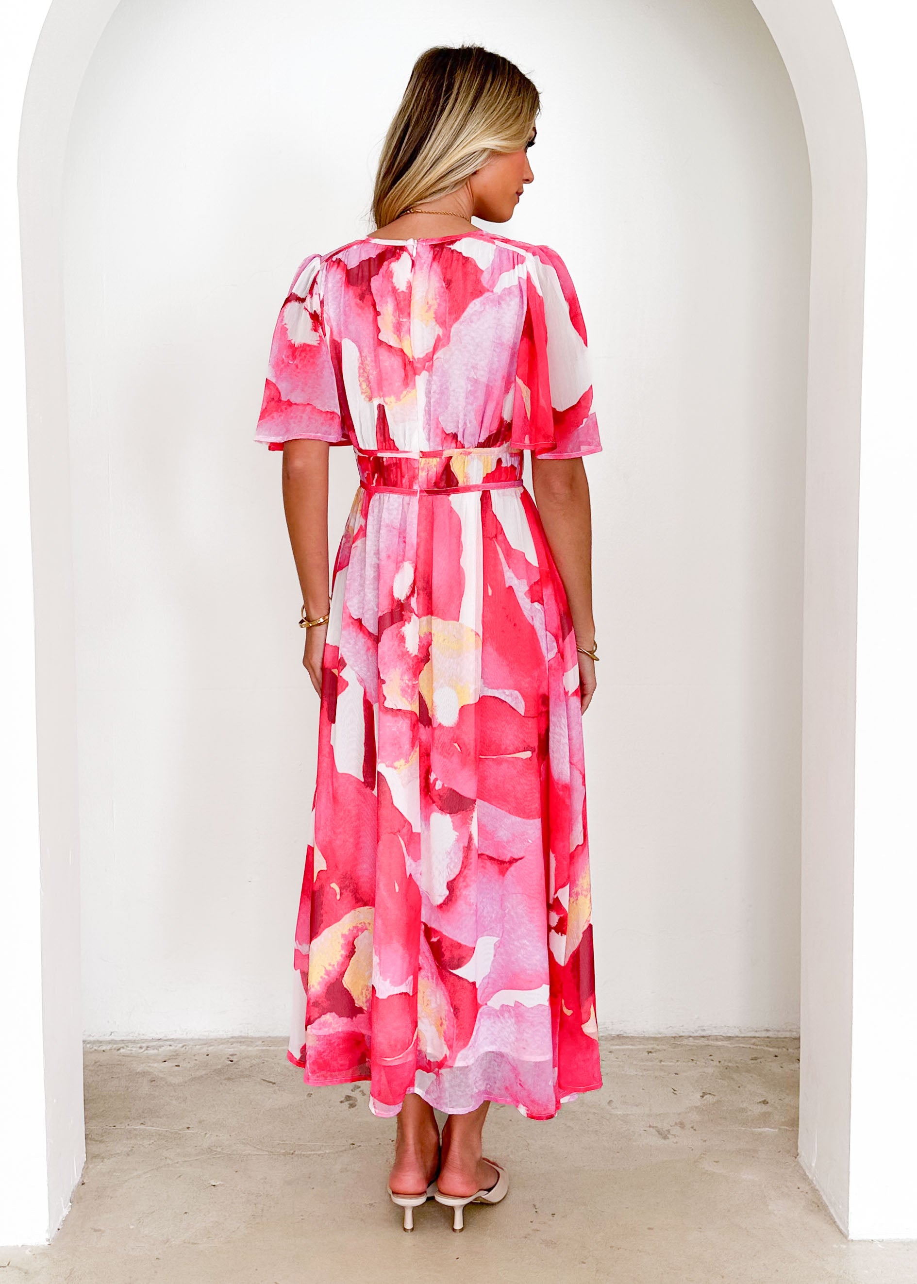 Innika Maxi Dress - Magenta Watercolour