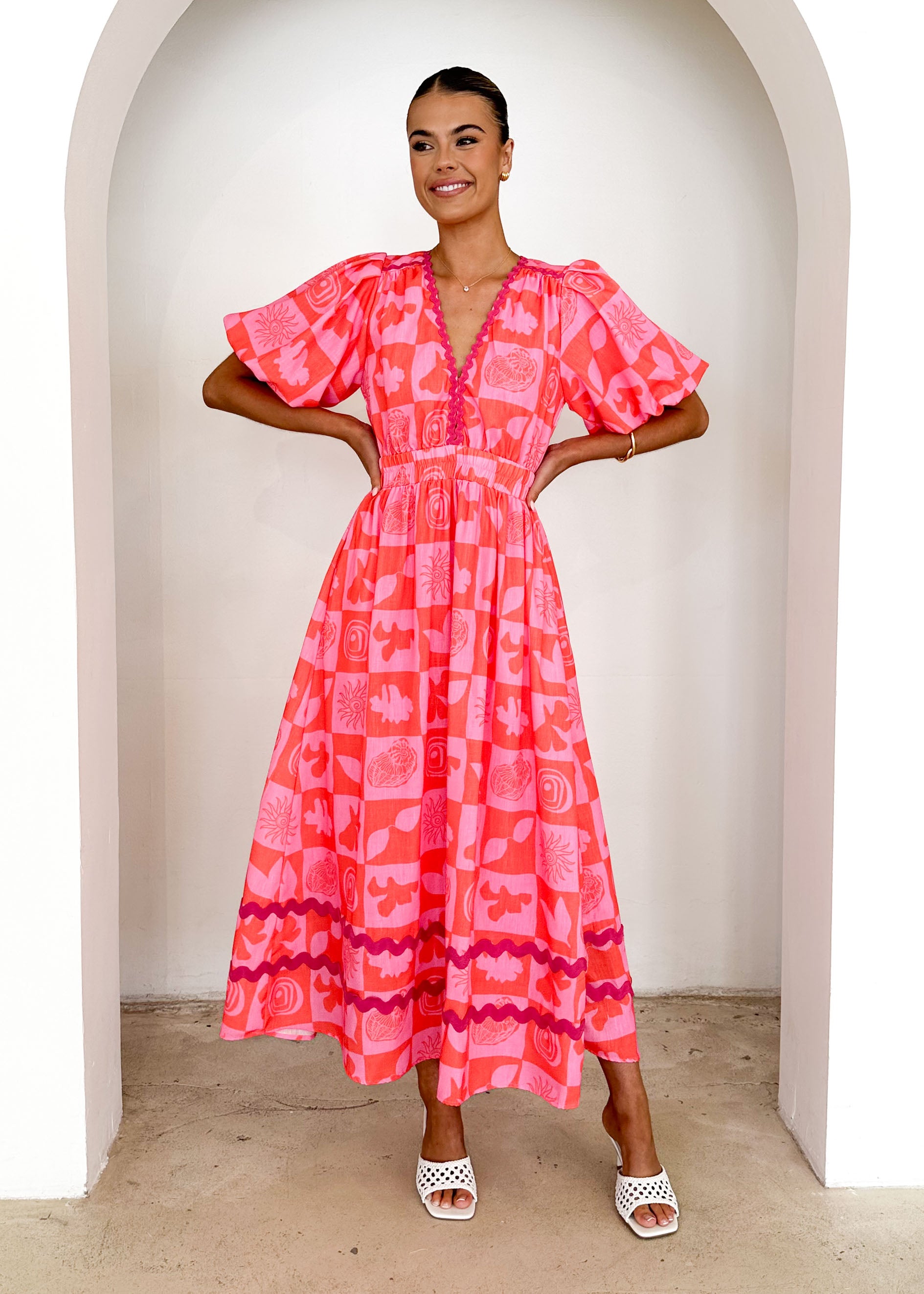 Paislee Maxi Dress - Pink Abstract