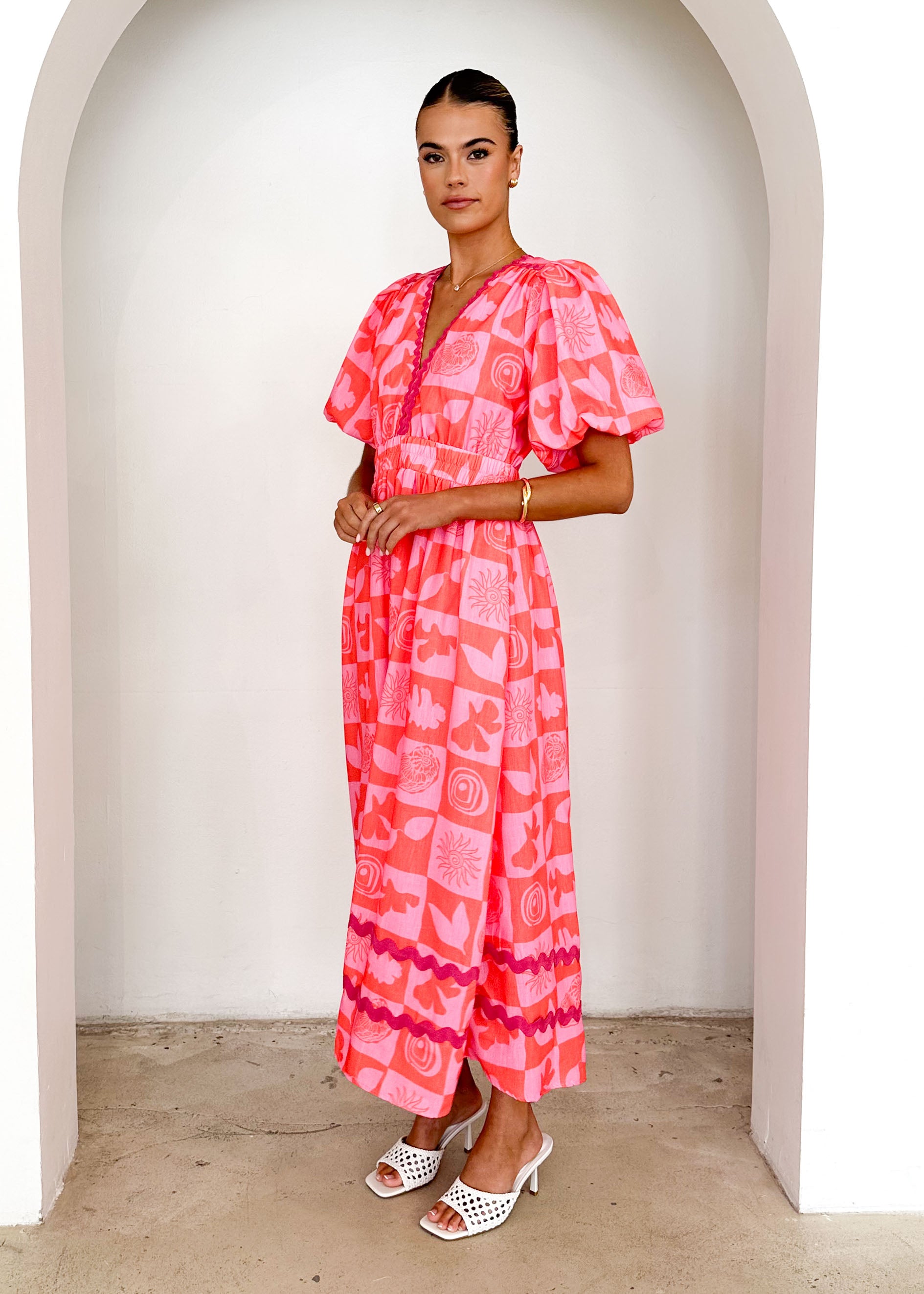 Paislee Maxi Dress - Pink Abstract