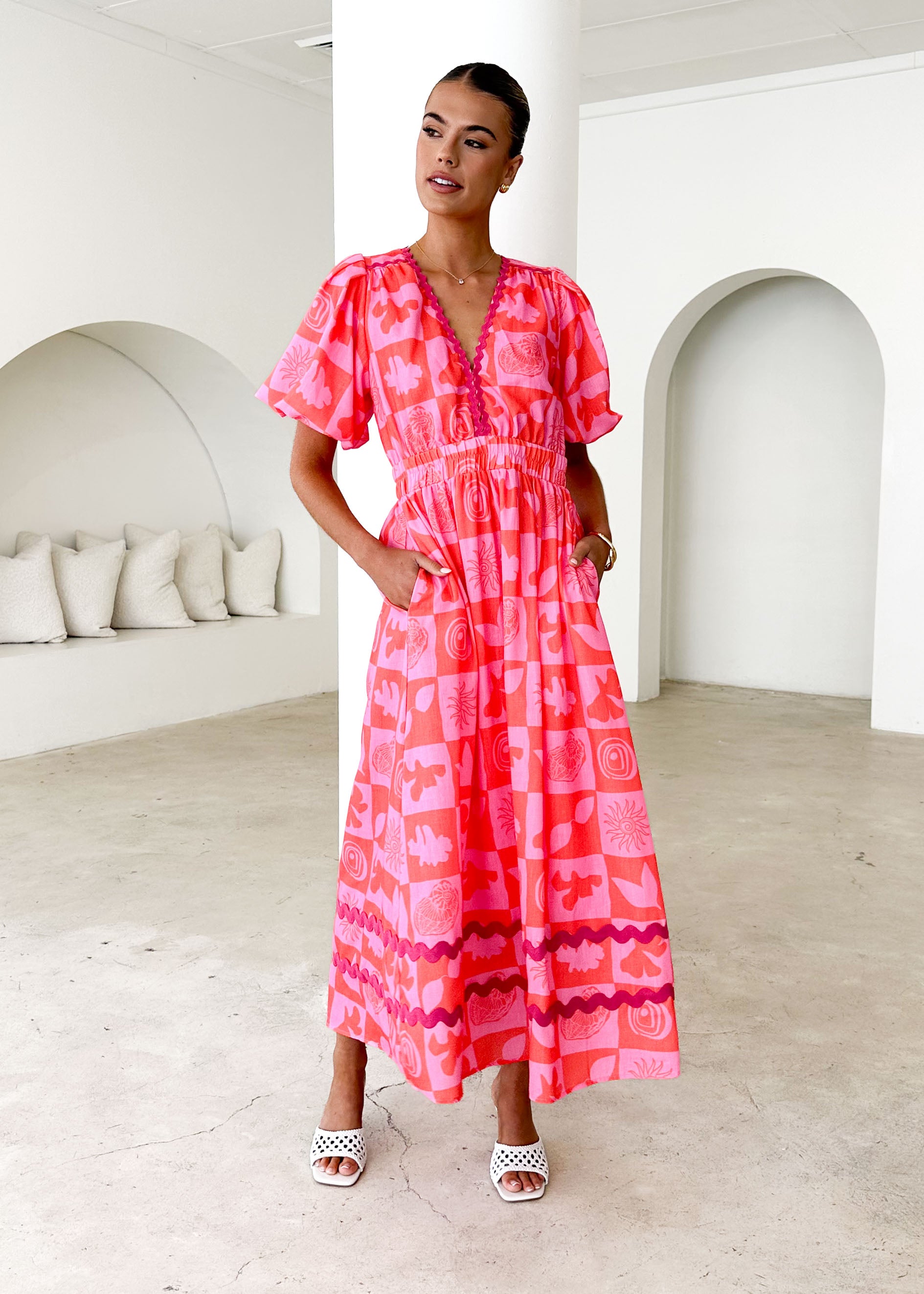 Paislee Maxi Dress - Pink Abstract