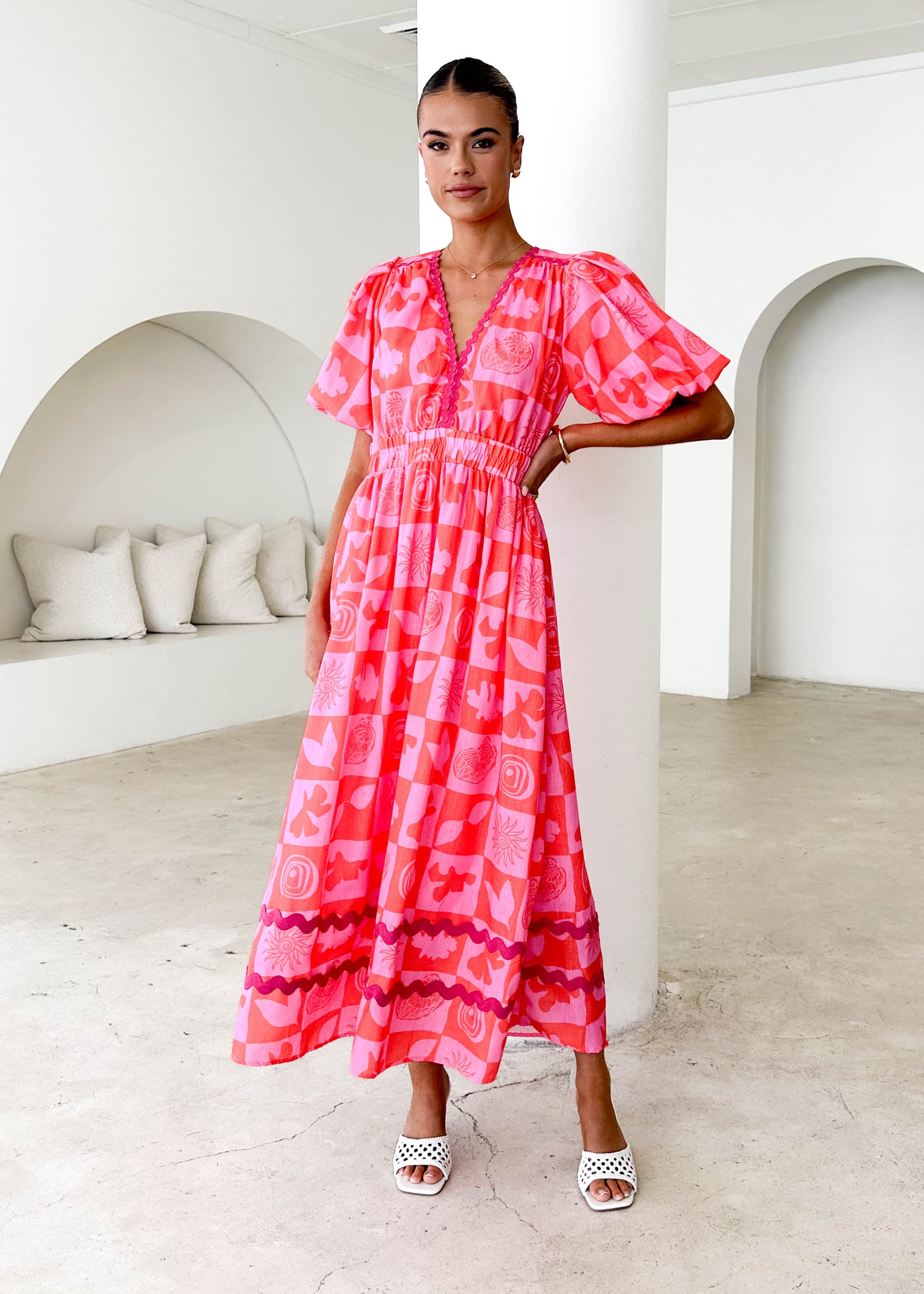 Paislee Maxi Dress - Pink Abstract