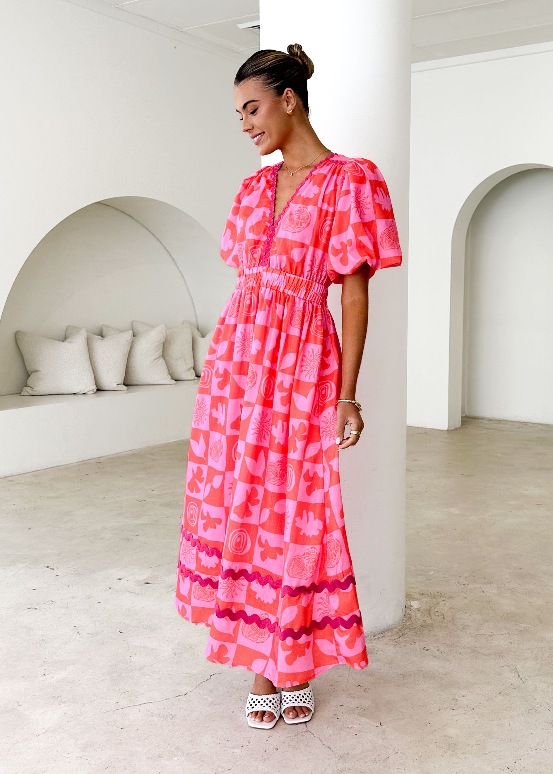 Paislee Maxi Dress - Pink Abstract