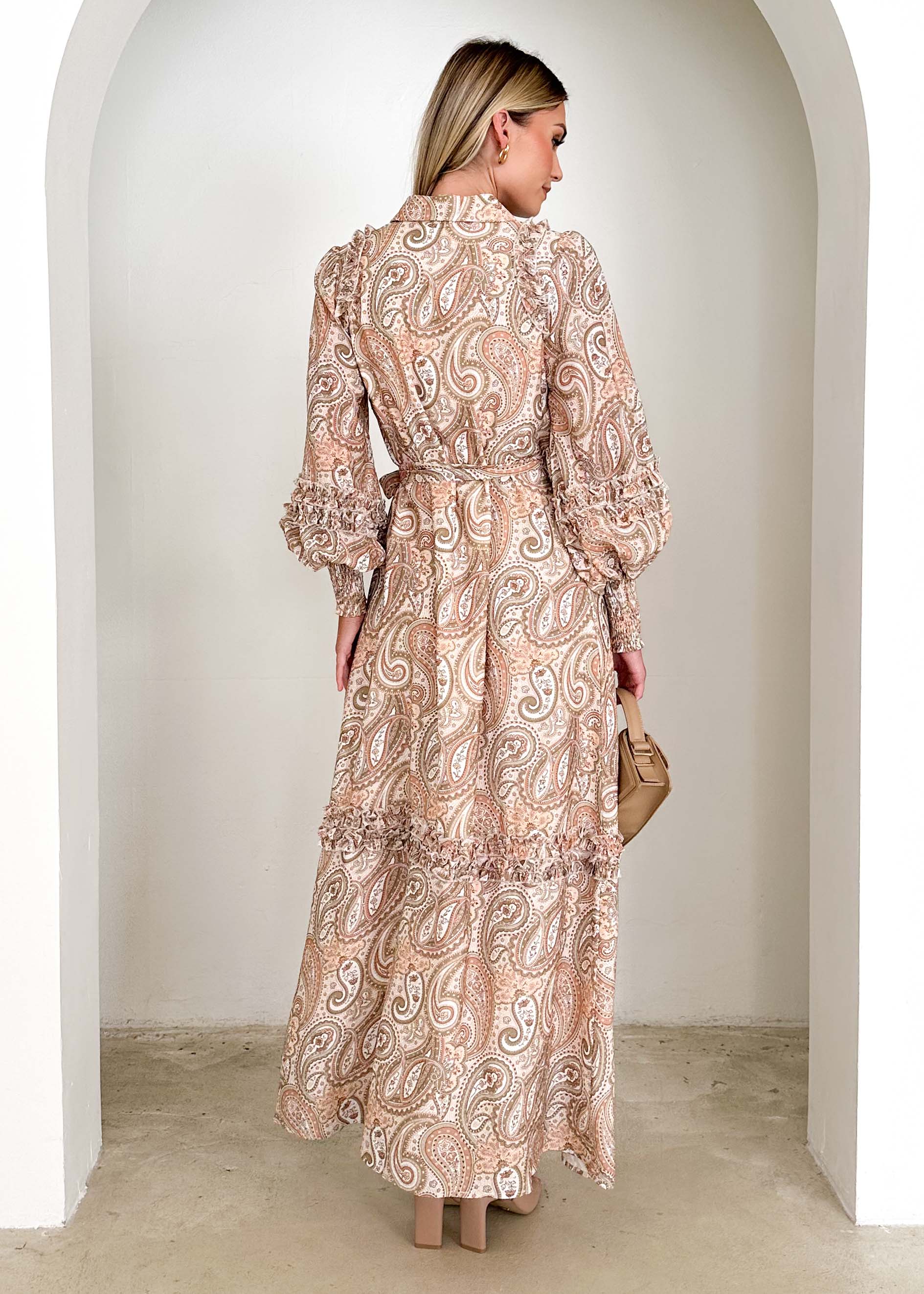 Pambo Maxi Dress - Peach Paisley